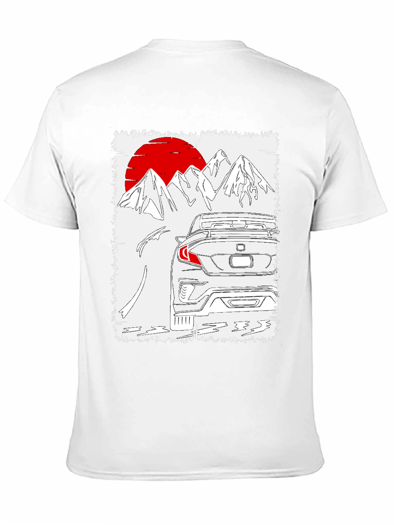 Car & Mountains T-Shirt - Unique Graphic Tee