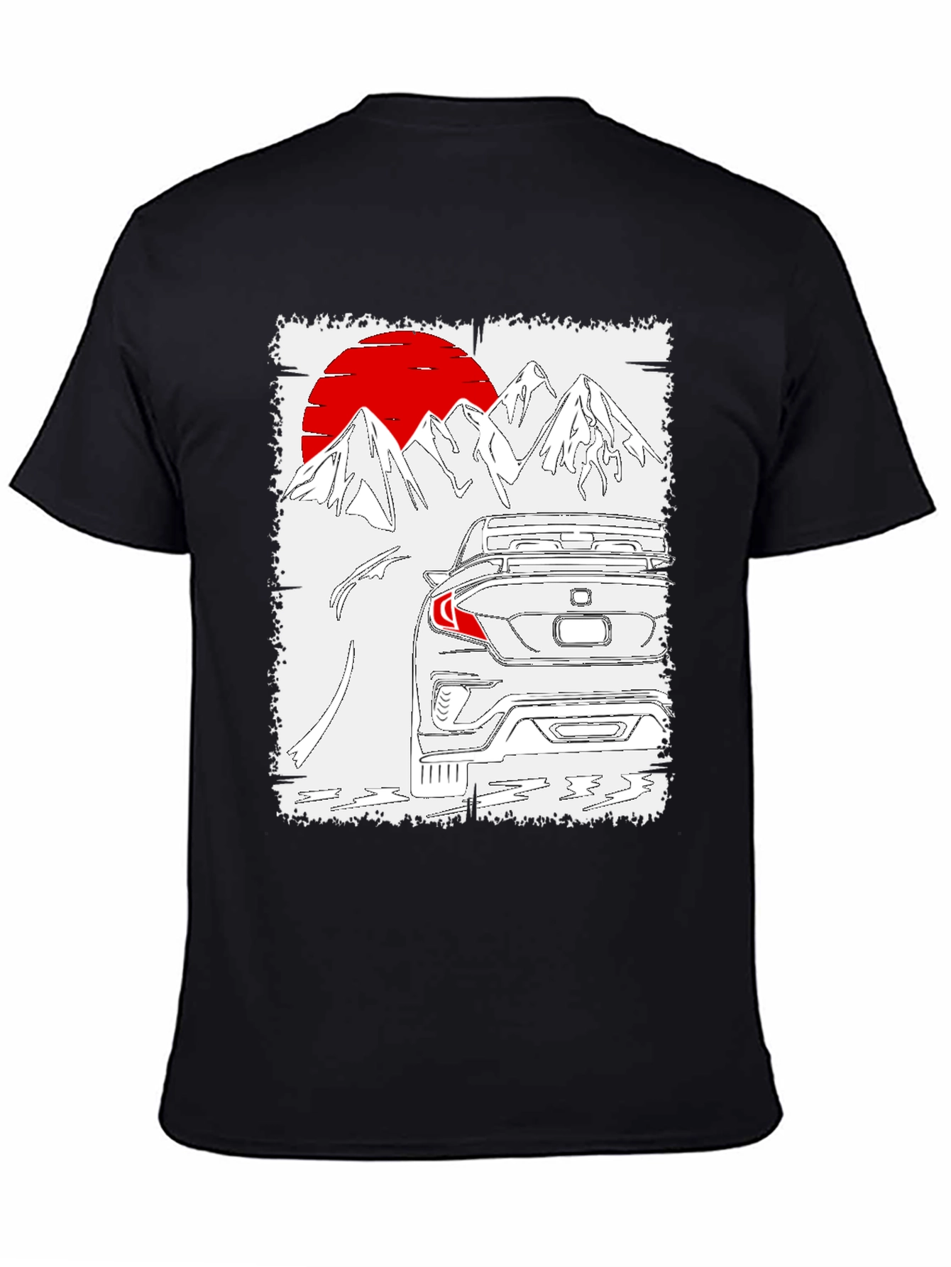 Car & Mountains T-Shirt - Unique Graphic Tee
