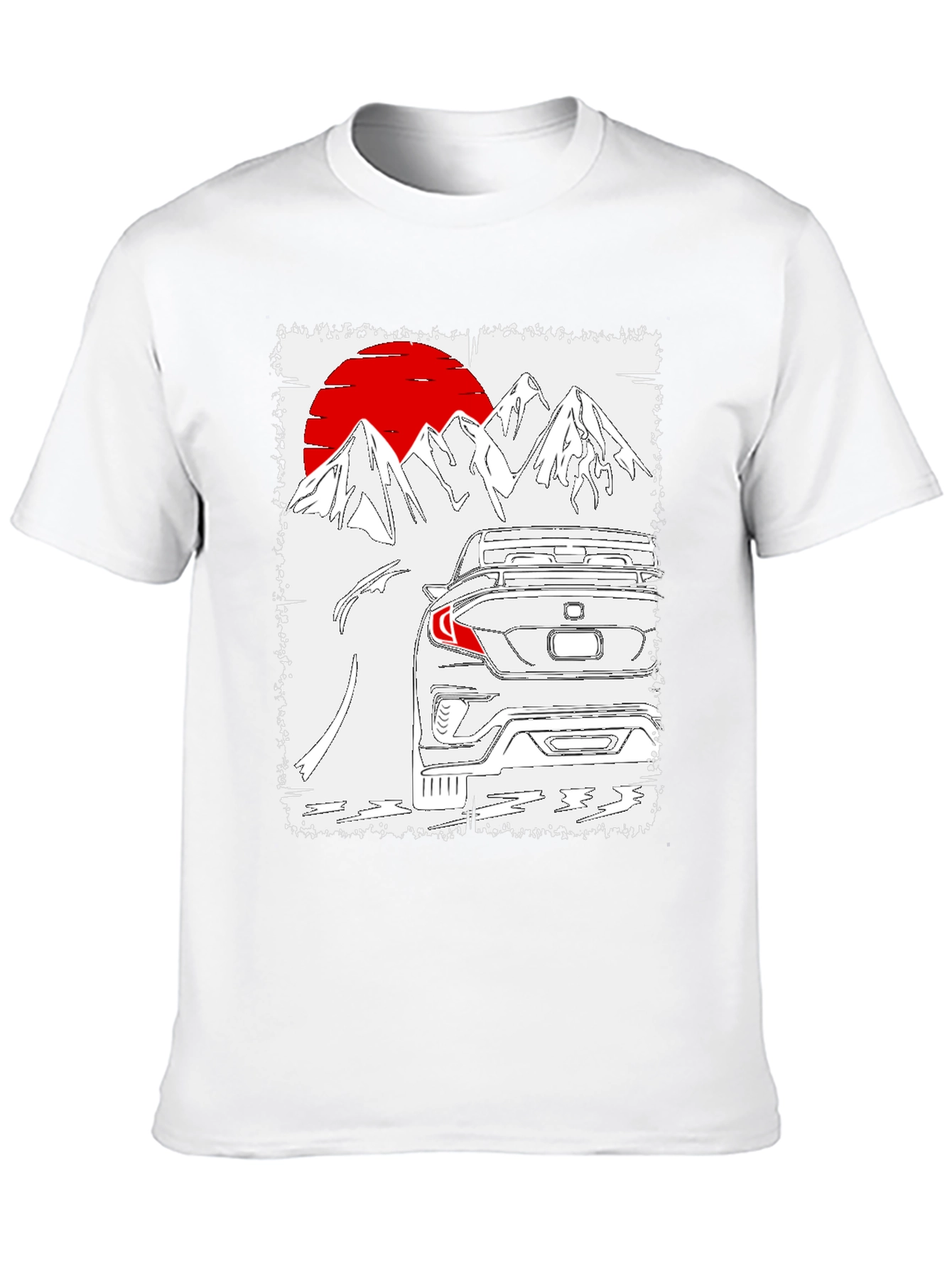 Car & Mountains T-Shirt - Unique Graphic Tee