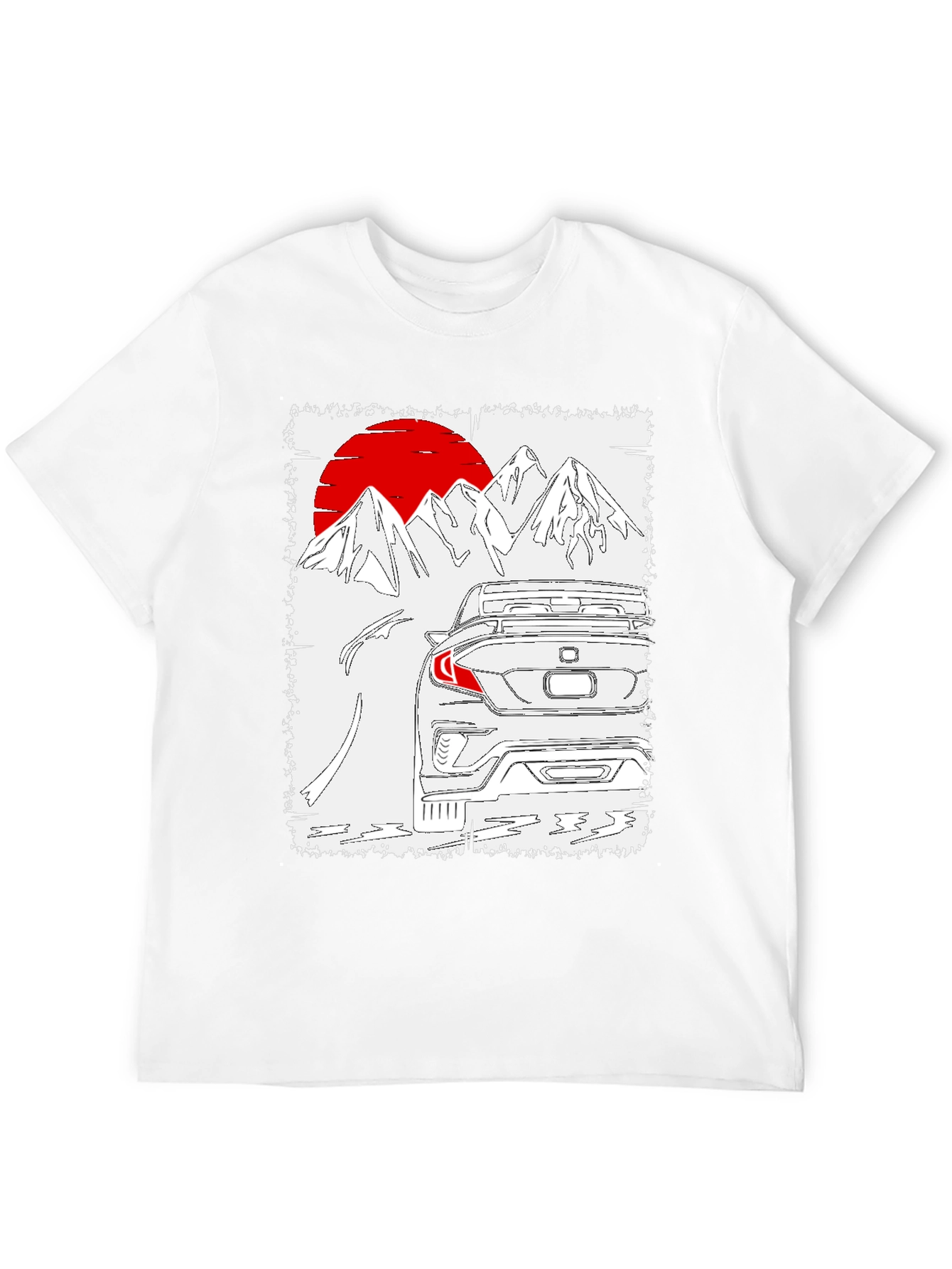 Car & Mountains T-Shirt - Unique Graphic Tee