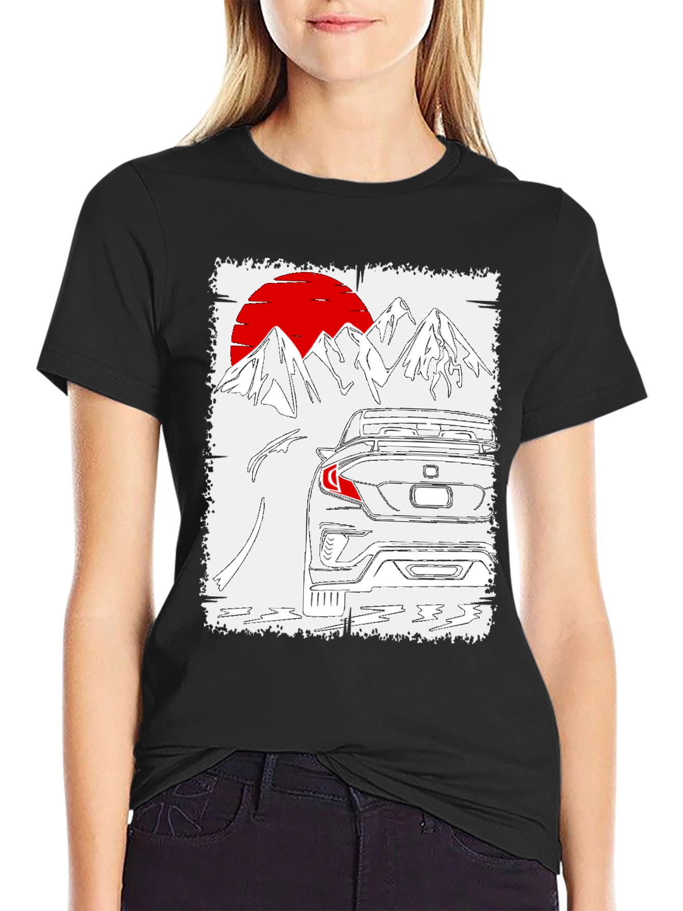Car & Mountains T-Shirt - Unique Graphic Tee