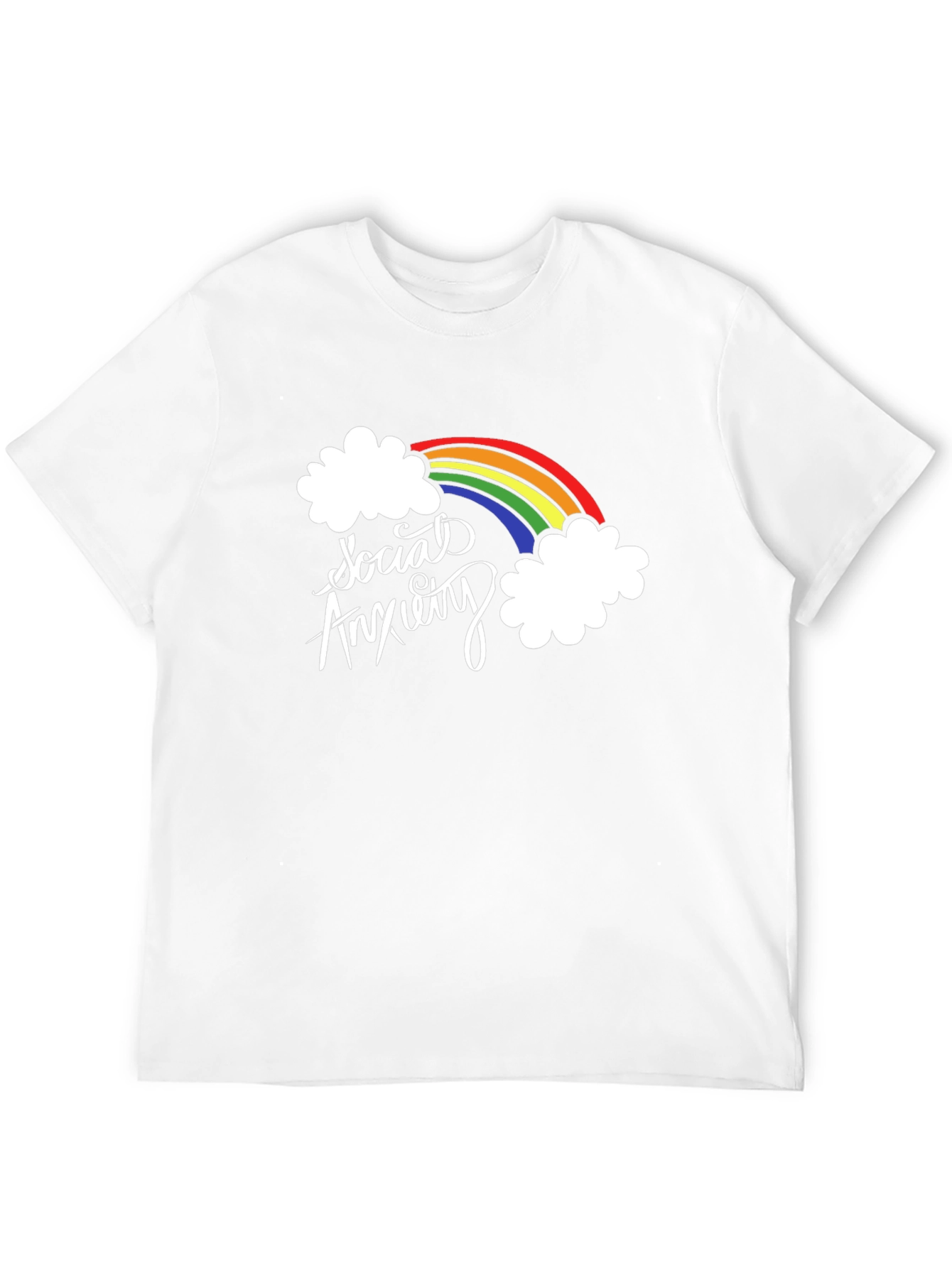 Social Anxiety Rainbow Graphic Black T-Shirt
