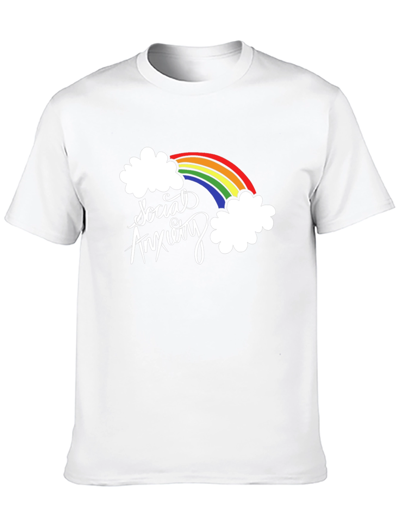 Social Anxiety Rainbow Graphic Black T-Shirt