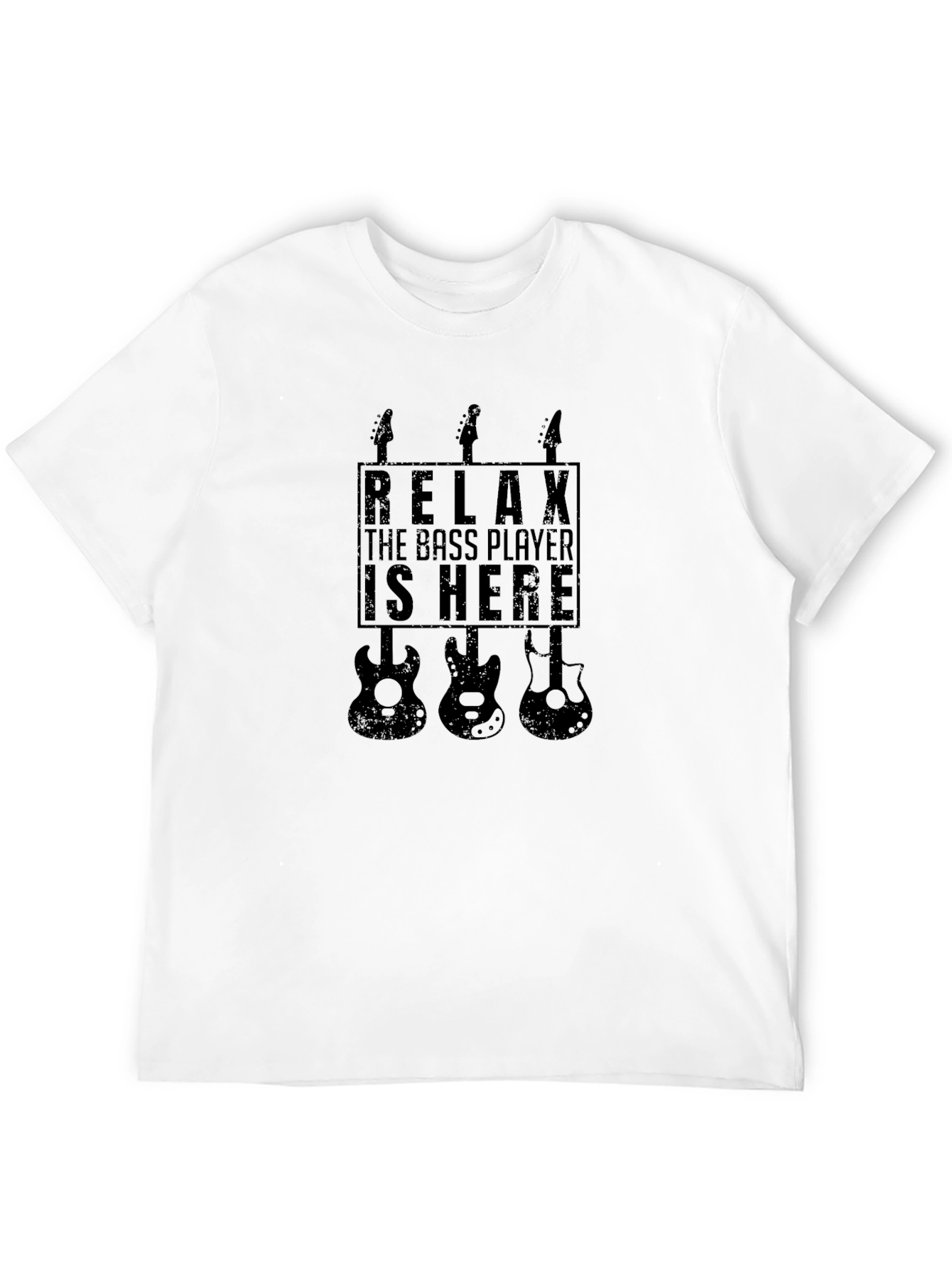 Relax Bass Player is Here Black Graphic Tee