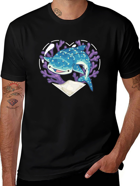 Whale Shark Heart Graphic Tee - Black