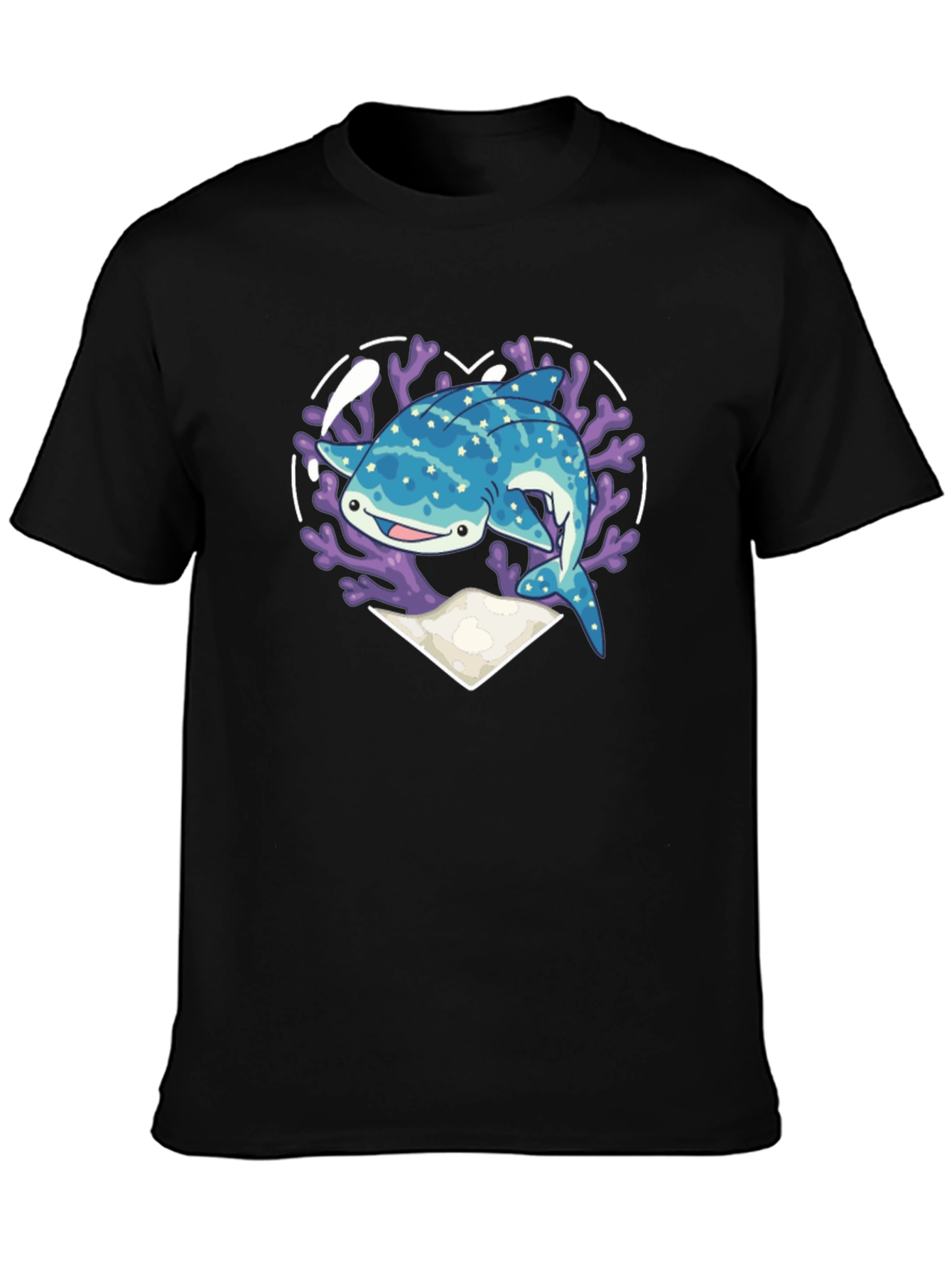 Whale Shark Heart Graphic Tee - Black
