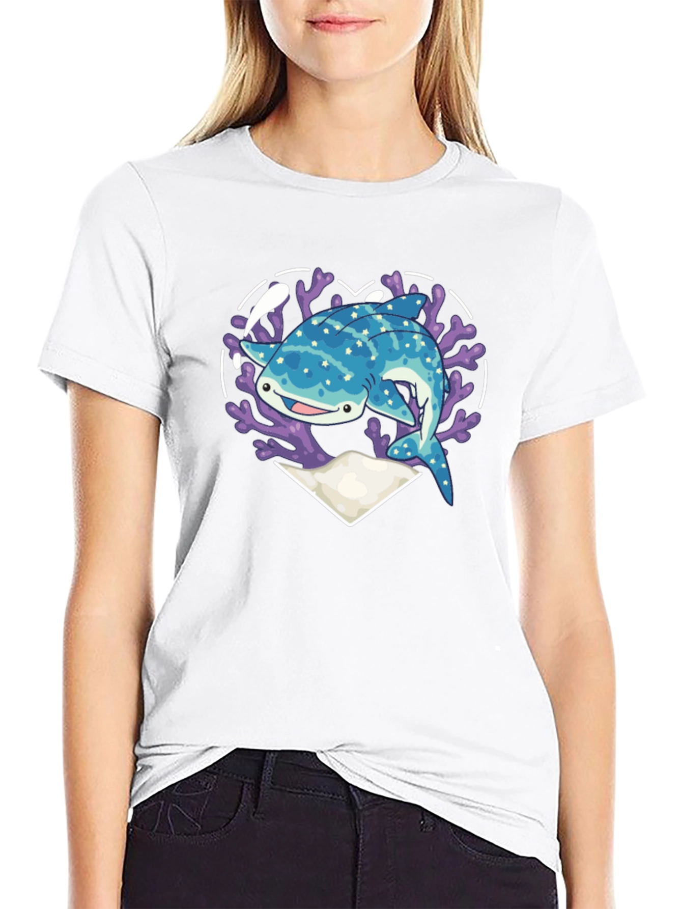 Whale Shark Heart Graphic Tee - Black