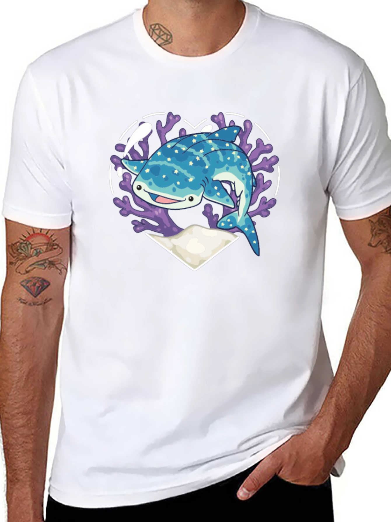 Whale Shark Heart Graphic Tee - Black