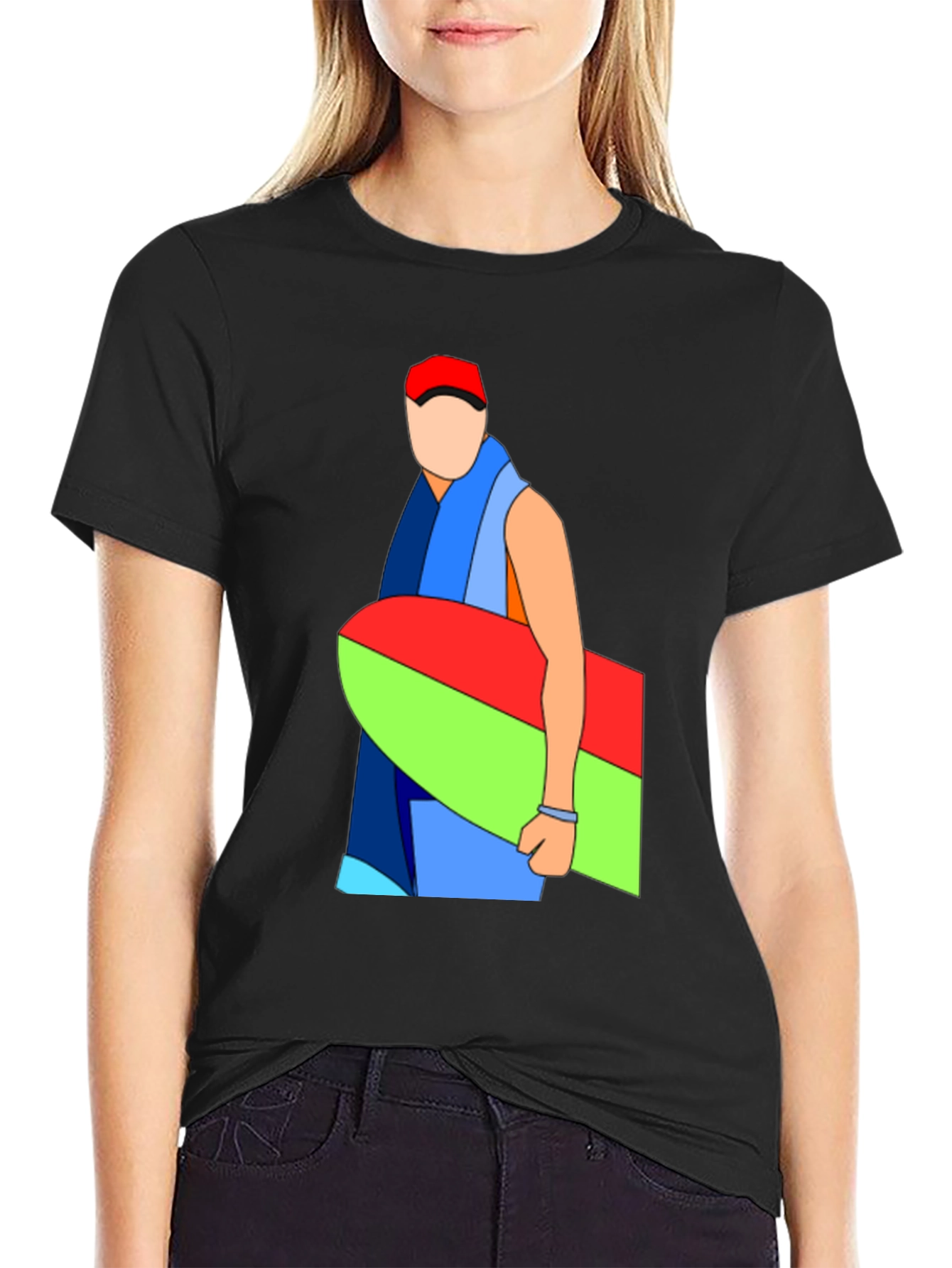 Abstract Surfboard Graphic Black T-Shirt