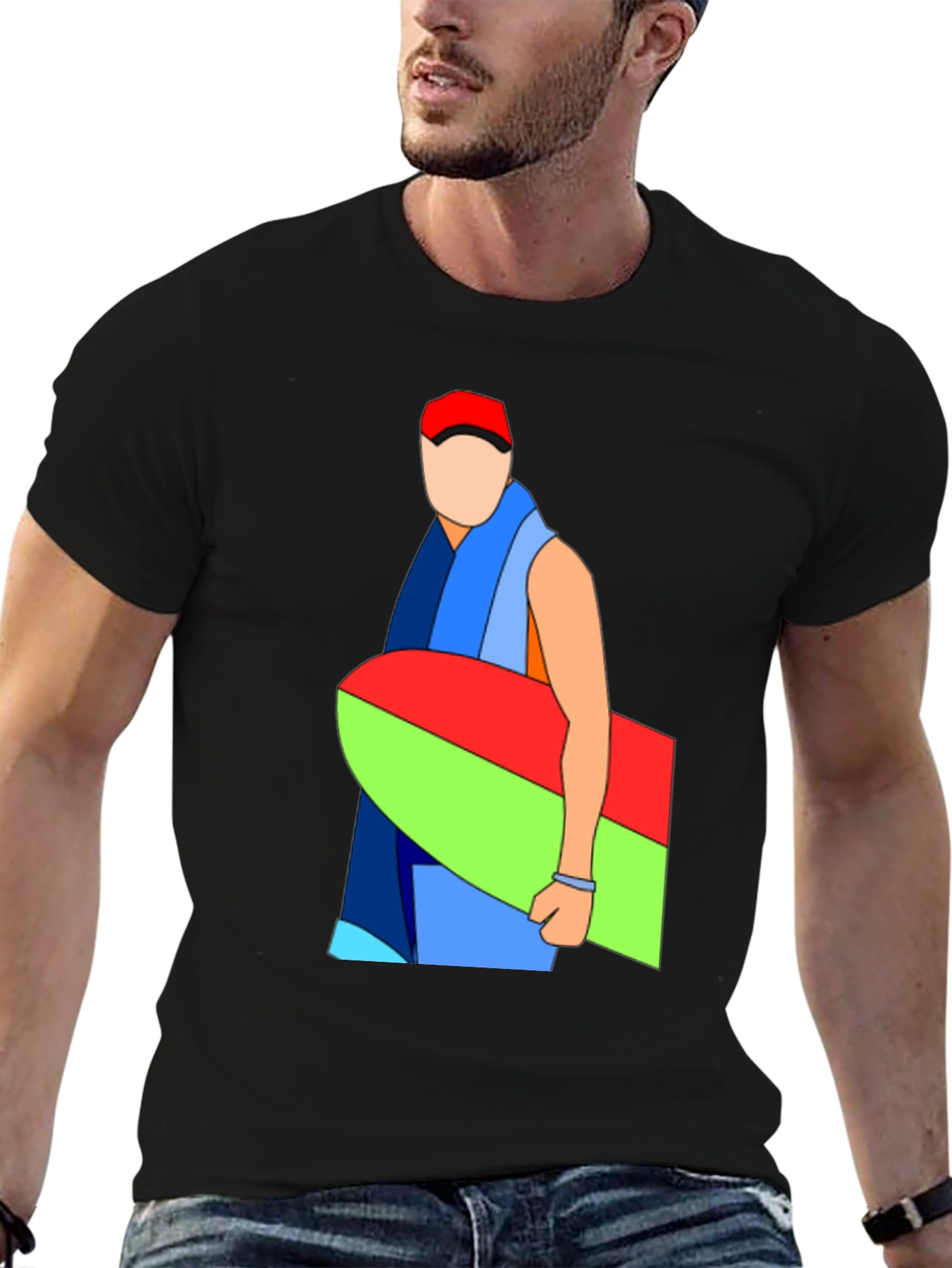 Abstract Surfboard Graphic Black T-Shirt