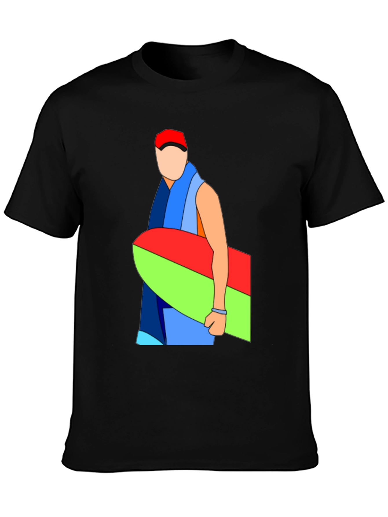 Abstract Surfboard Graphic Black T-Shirt