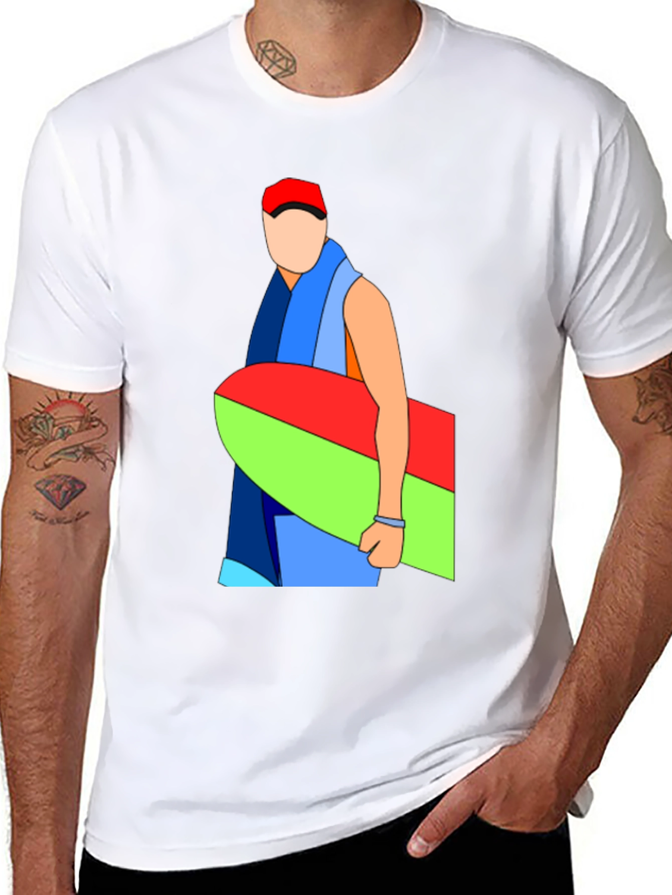 Abstract Surfboard Graphic Black T-Shirt
