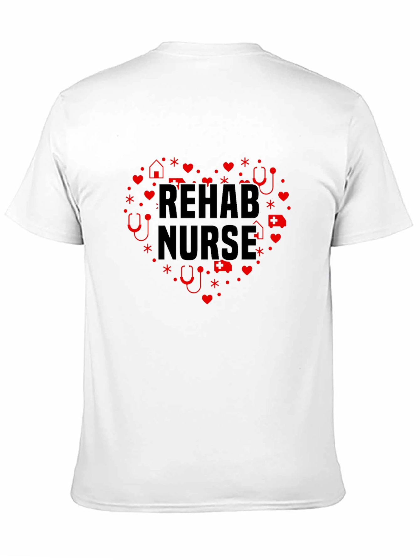 Rehab Nurse Heart Graphic Black T-Shirt