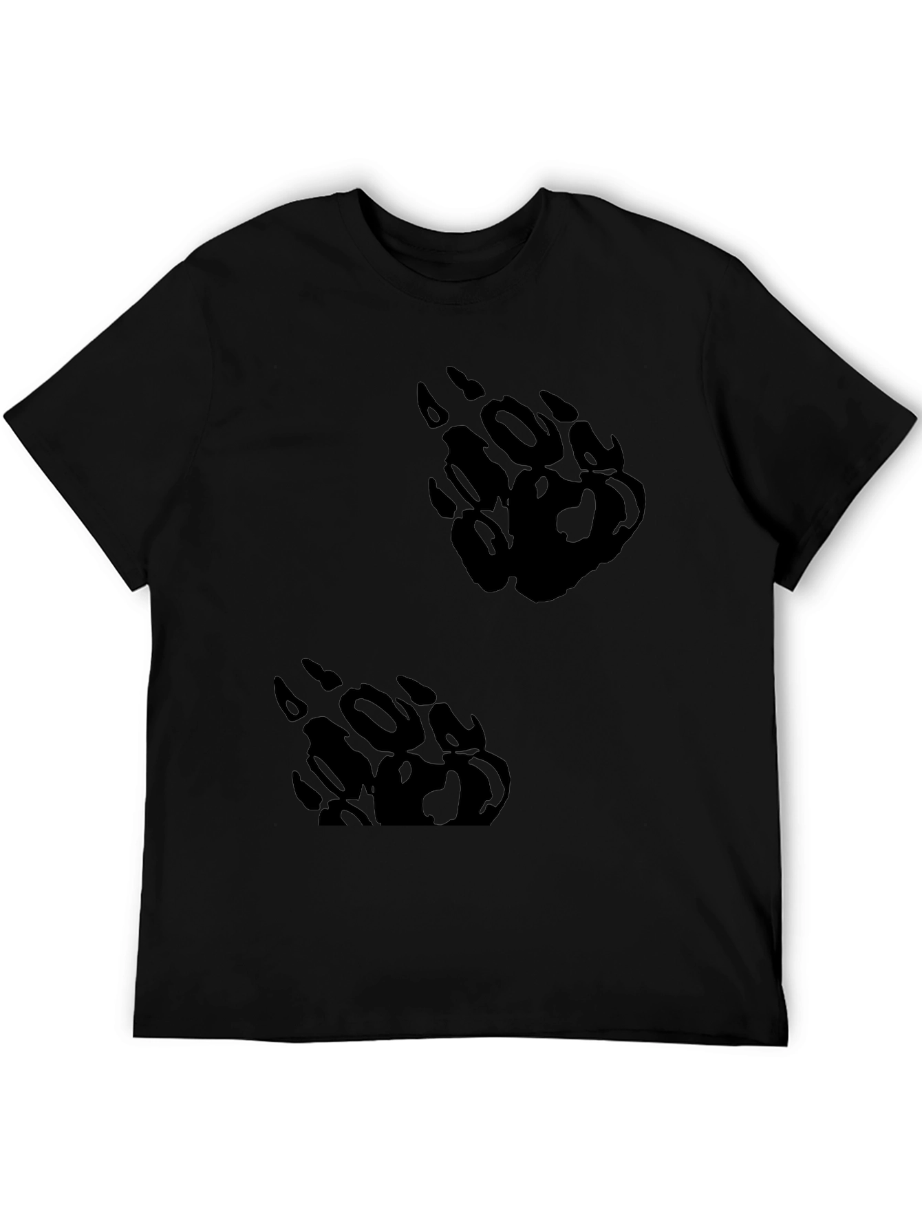Black T-Shirt with Bear Paw Print Design