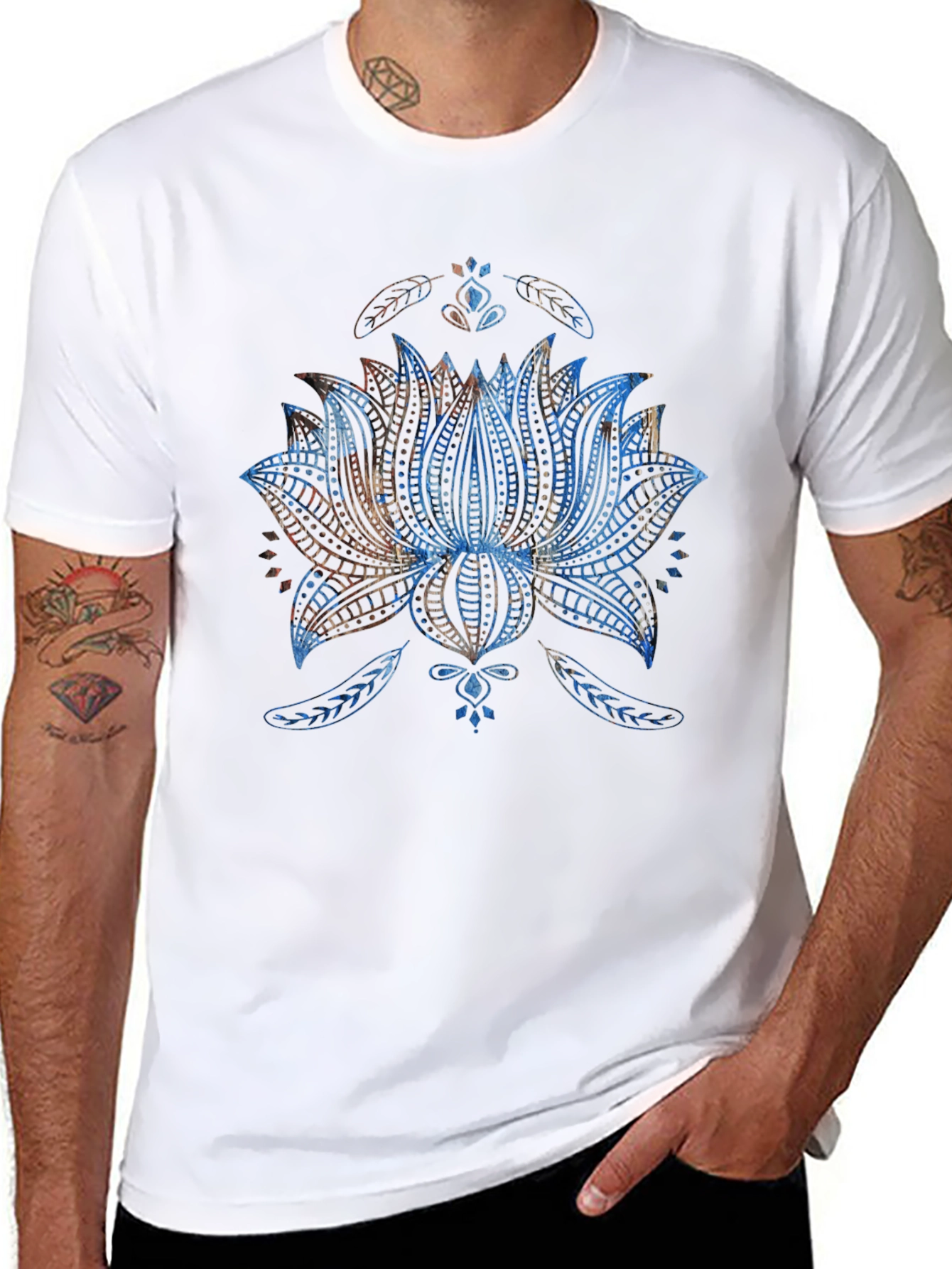 Lotus Flower Graphic T-Shirt - Mens Black Tee