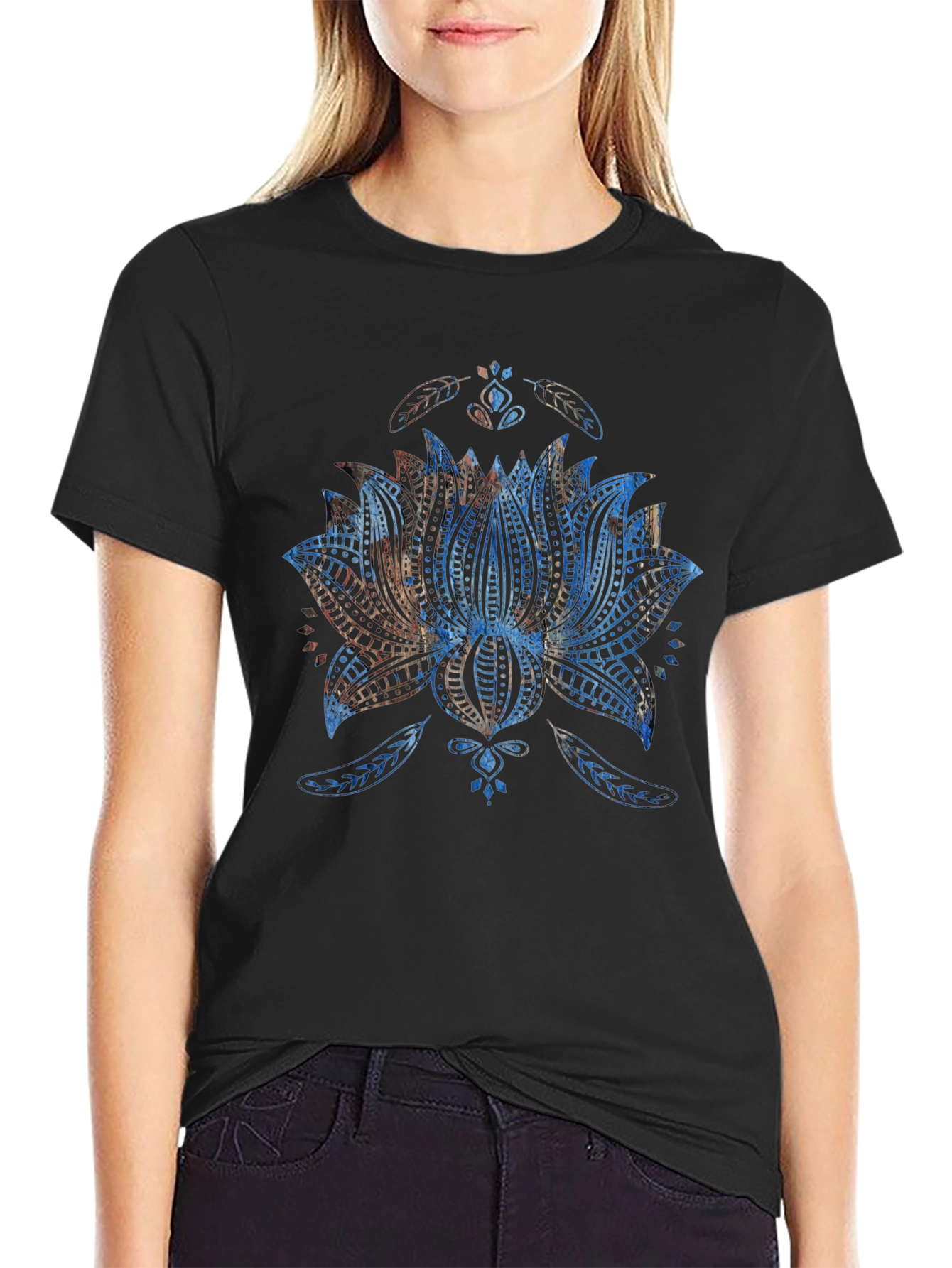 Lotus Flower Graphic T-Shirt - Mens Black Tee