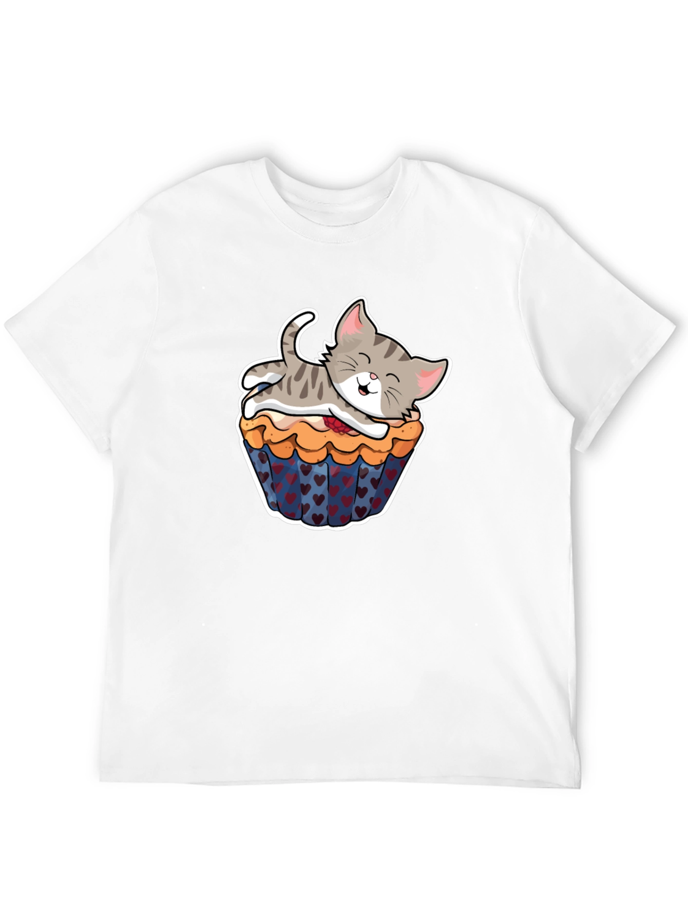 Cute Kitten Cupcake Black T-Shirt