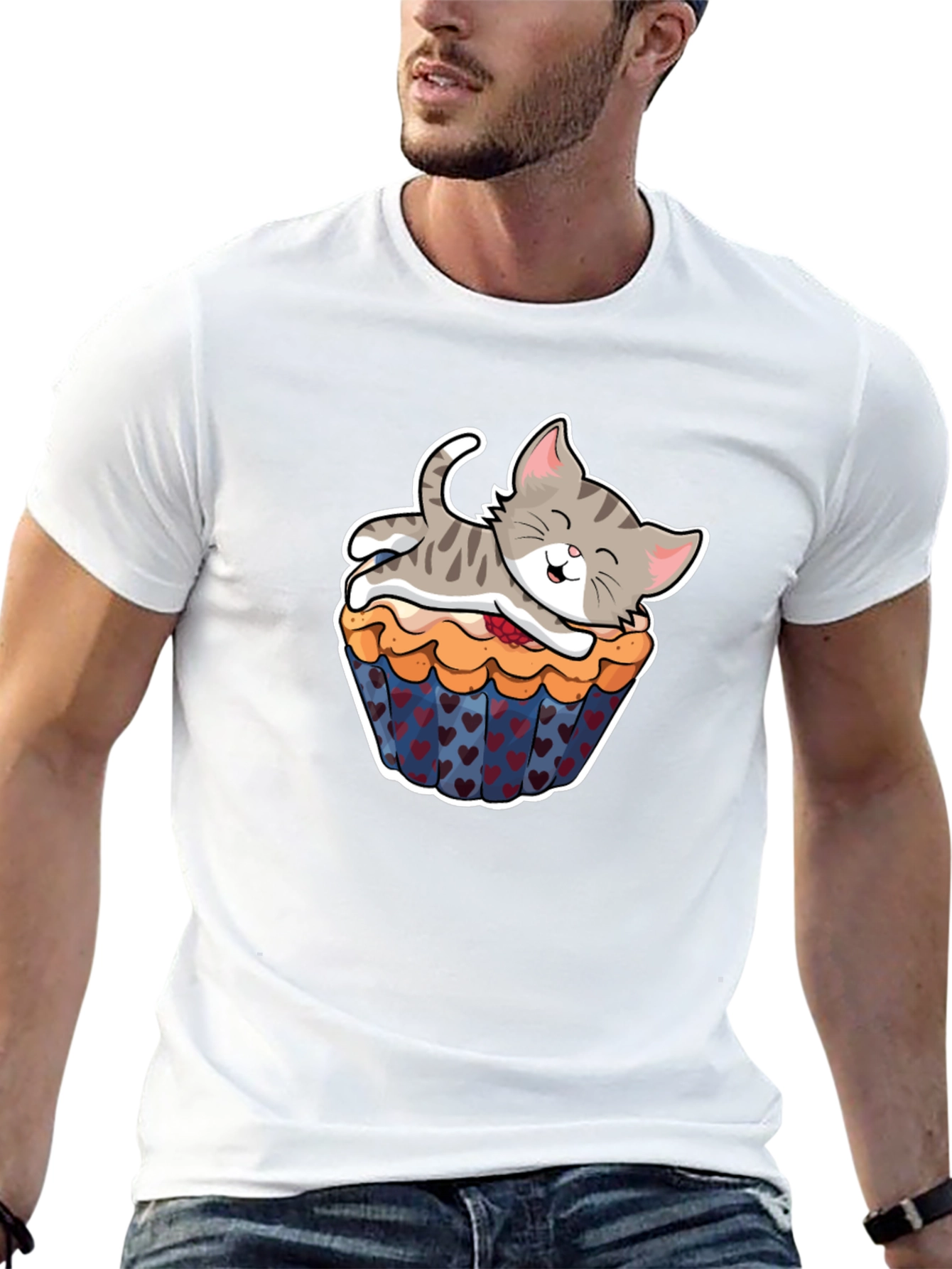 Cute Kitten Cupcake Black T-Shirt