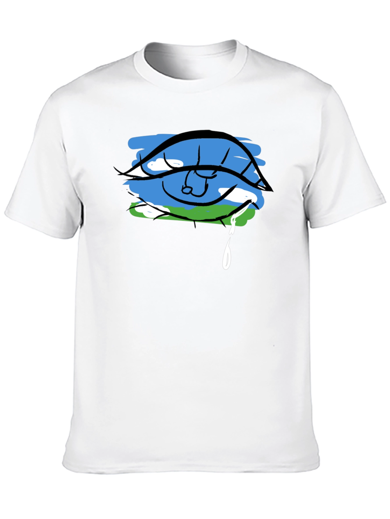 Eye Crying Earth Graphic Black T-Shirt