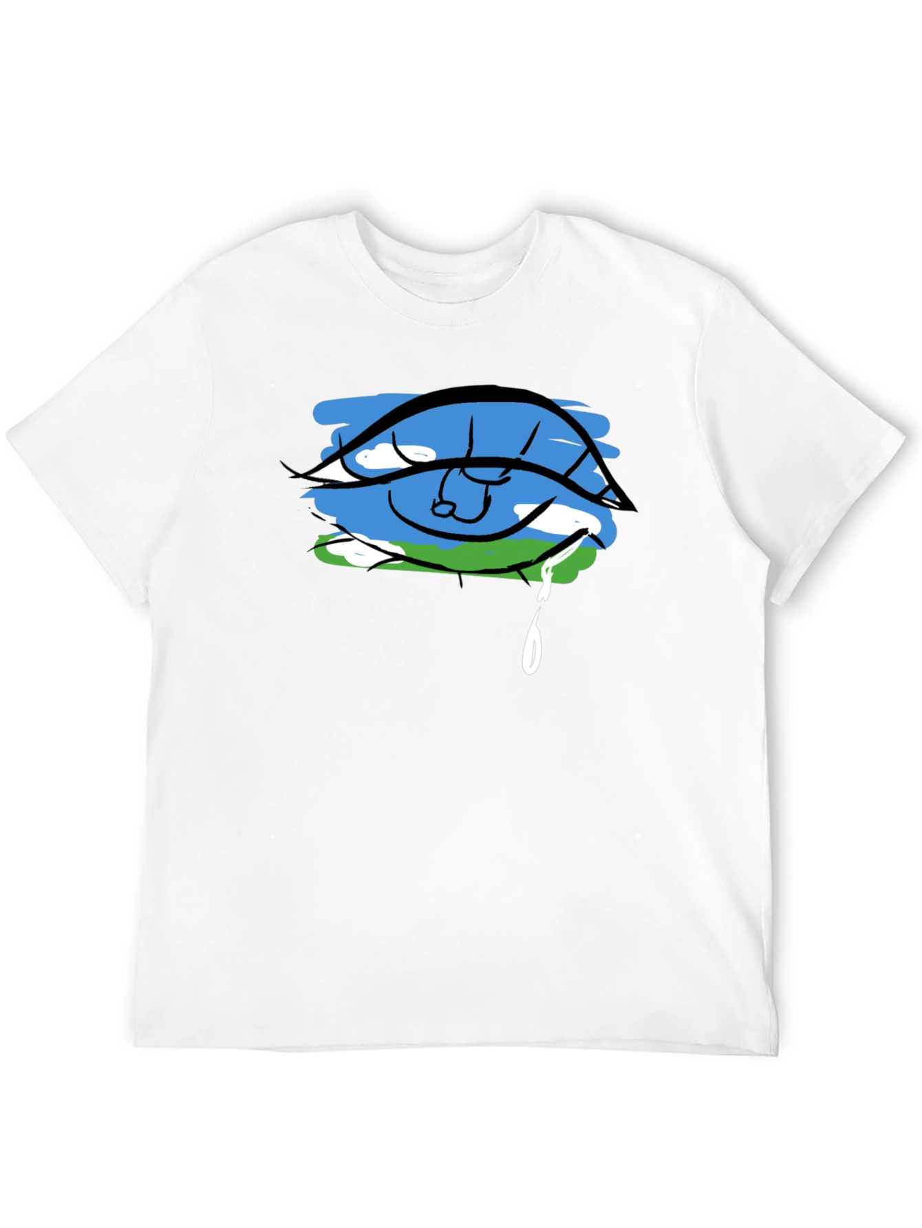 Eye Crying Earth Graphic Black T-Shirt