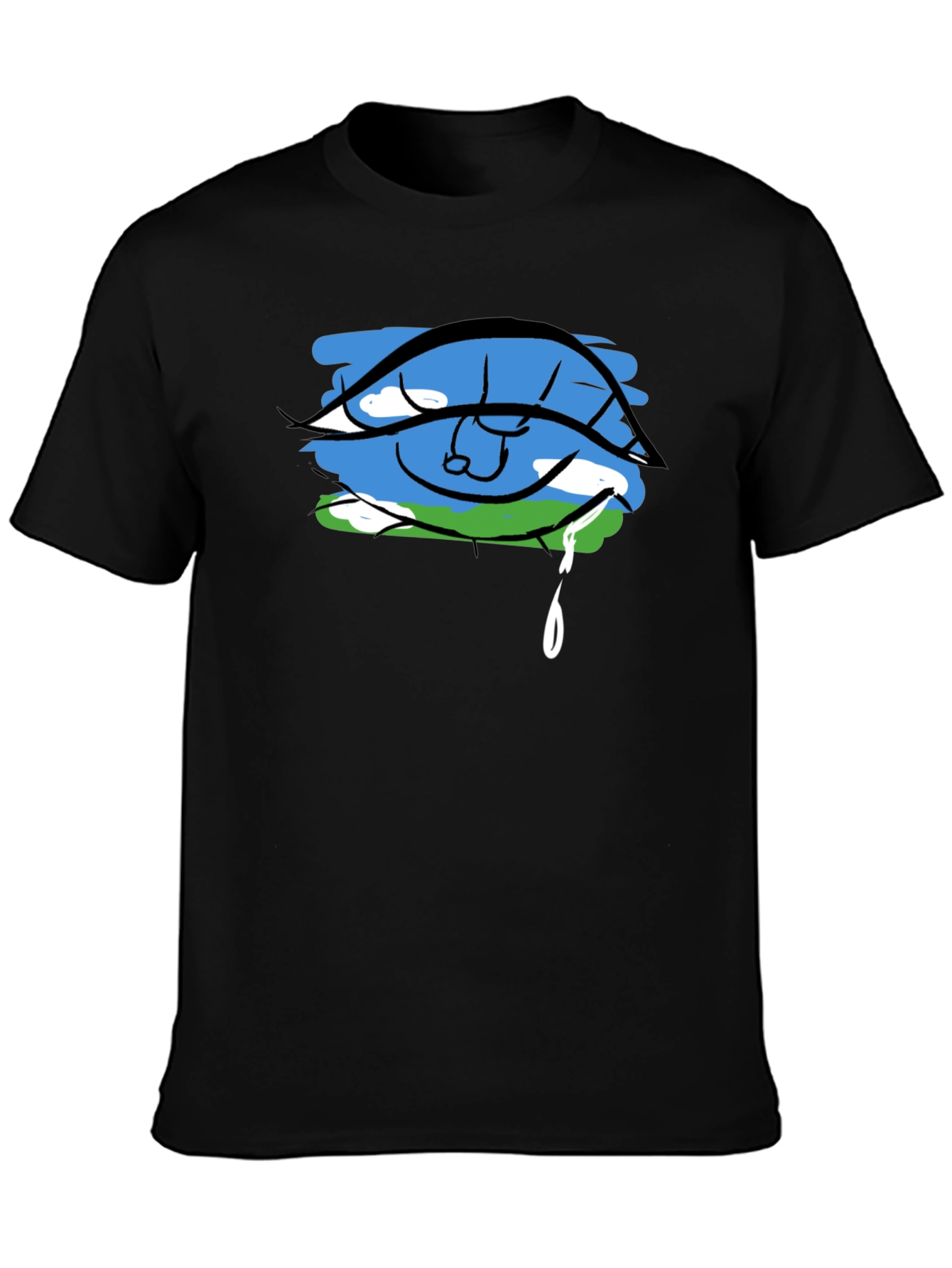 Eye Crying Earth Graphic Black T-Shirt