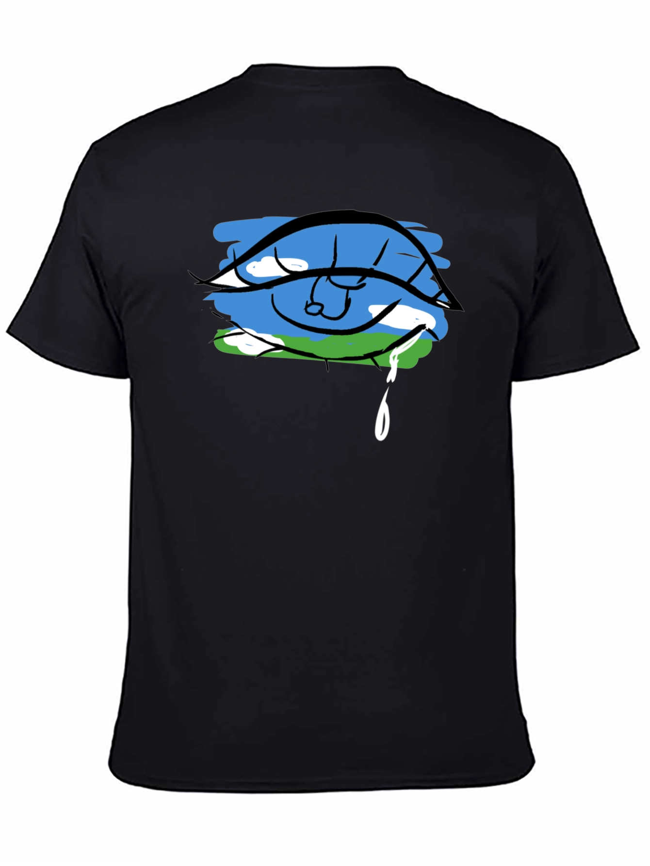 Eye Crying Earth Graphic Black T-Shirt