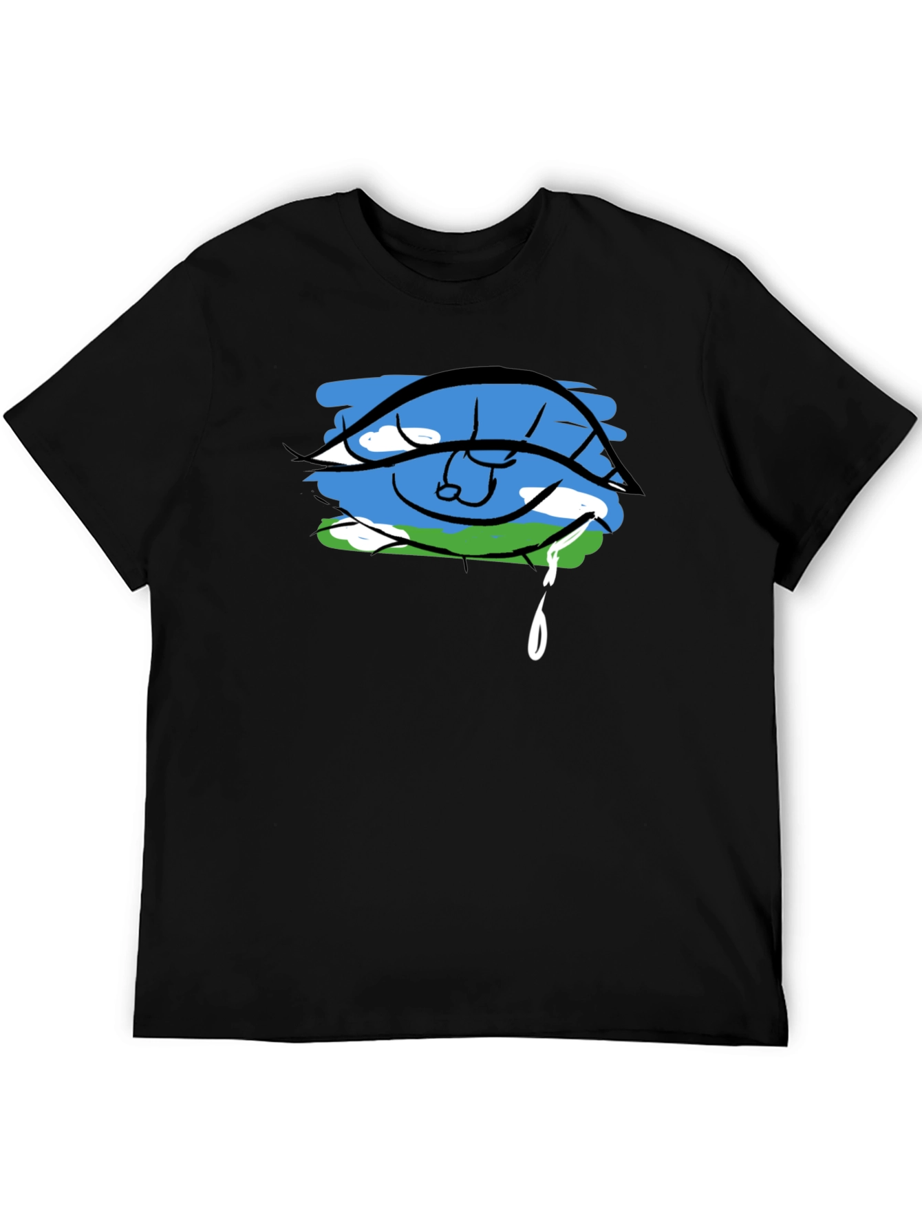 Eye Crying Earth Graphic Black T-Shirt
