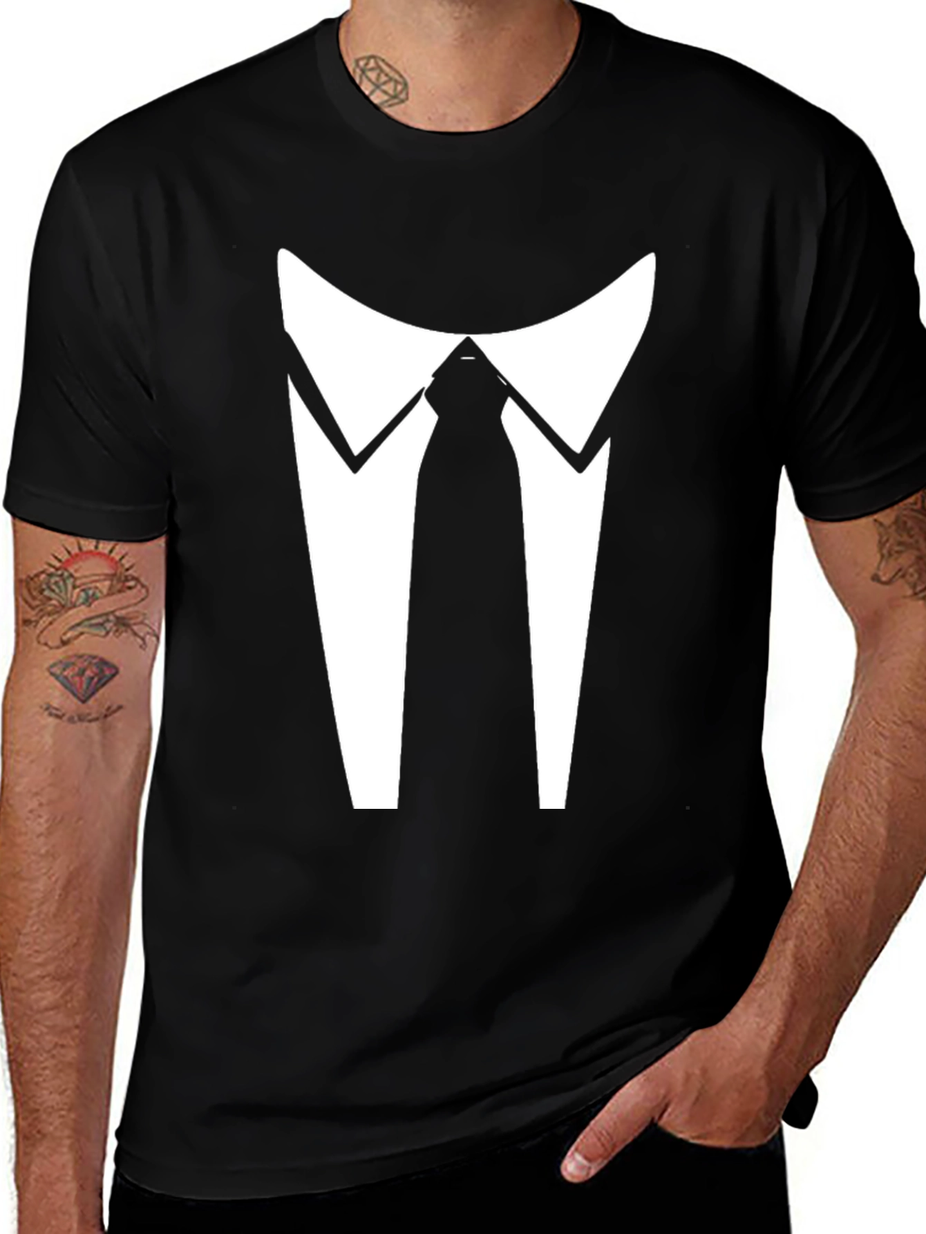 Tuxedo Print Black T-Shirt - Formal Wear Alternative