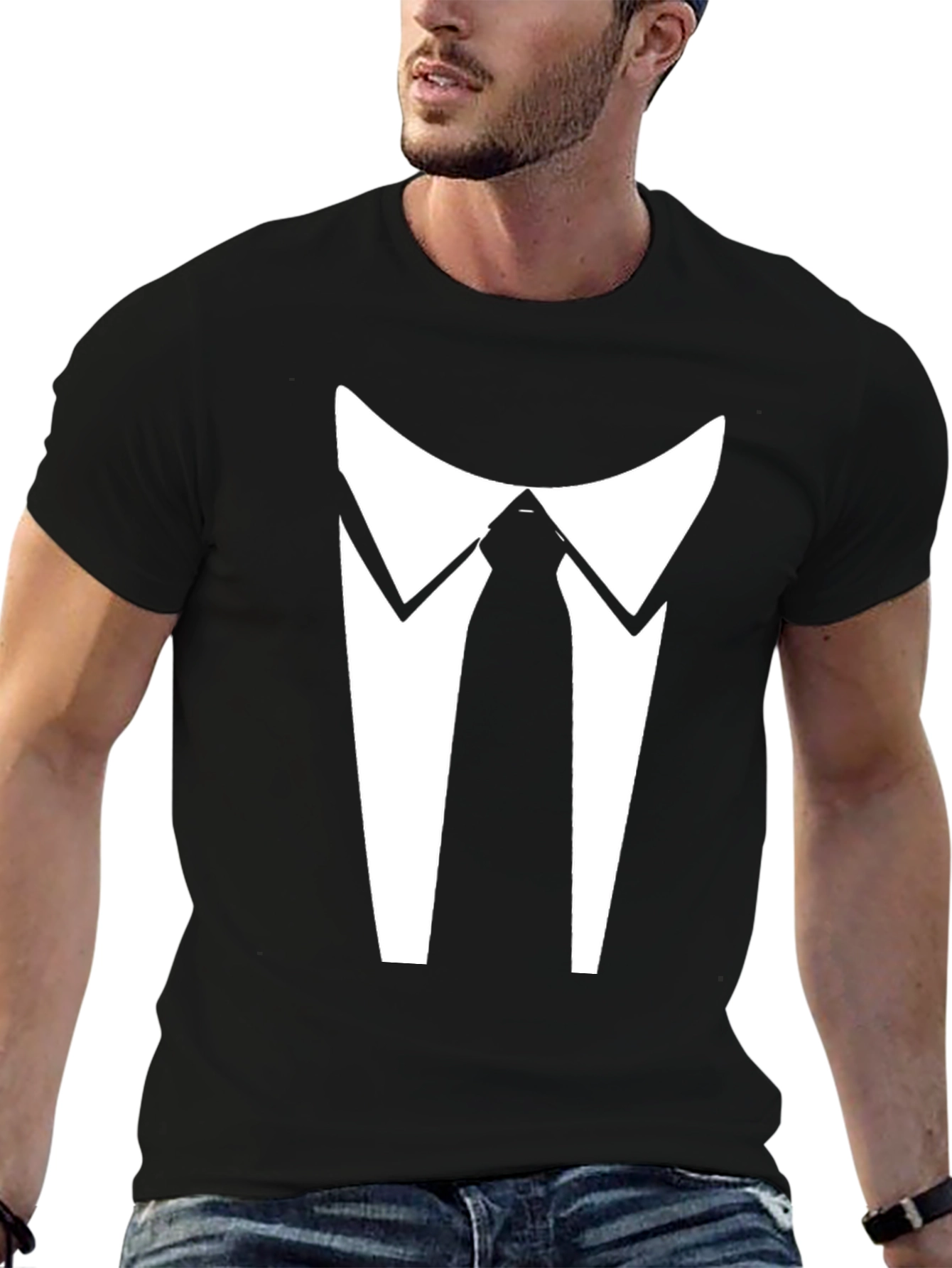 Tuxedo Print Black T-Shirt - Formal Wear Alternative