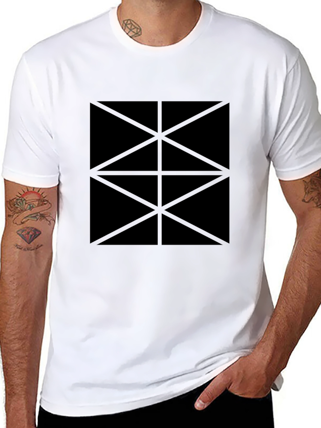 Geometric Black Graphic Tee - Minimalist Design