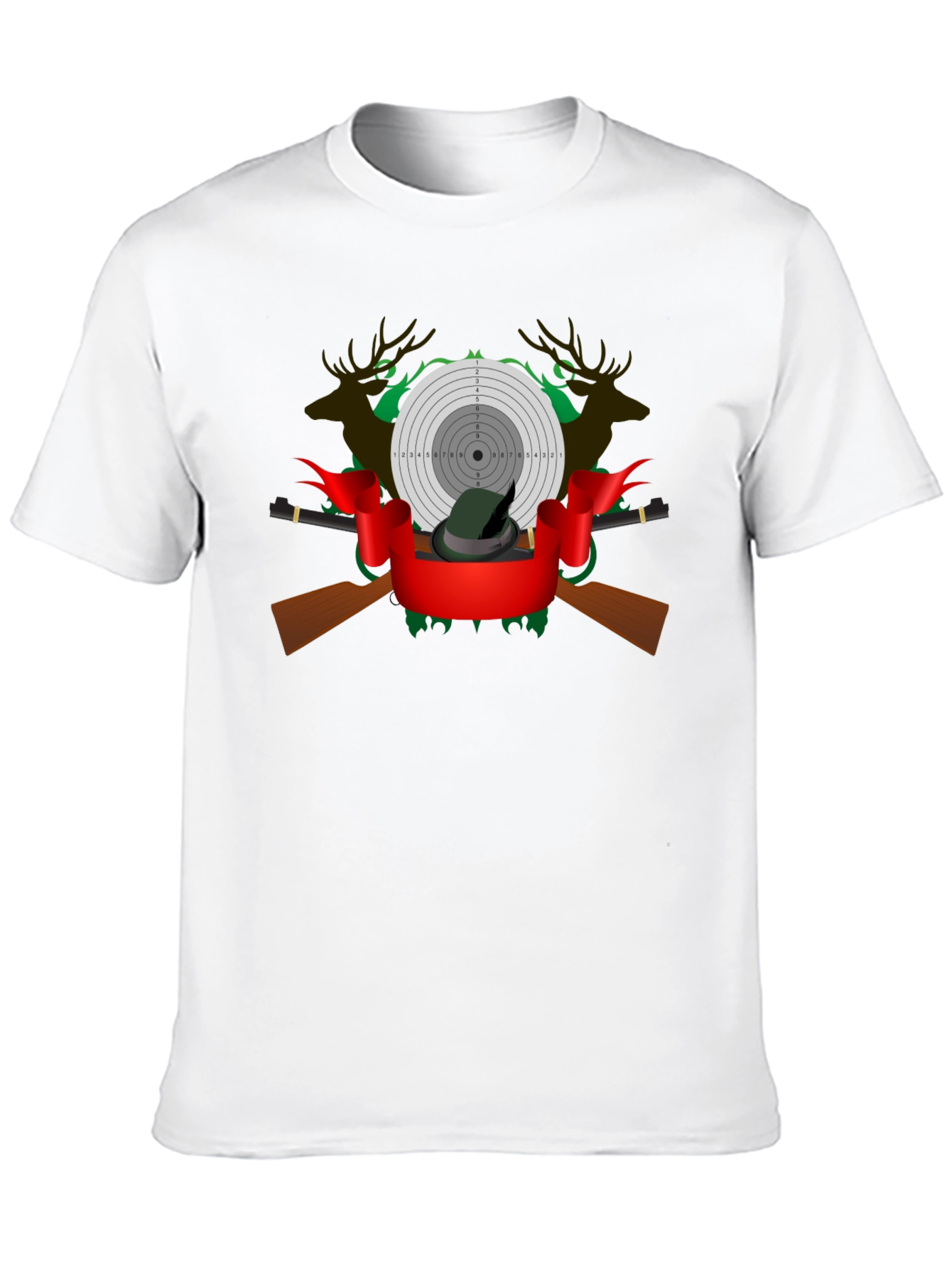 Hunting Graphic Tee - Deer Target and Rifle Design