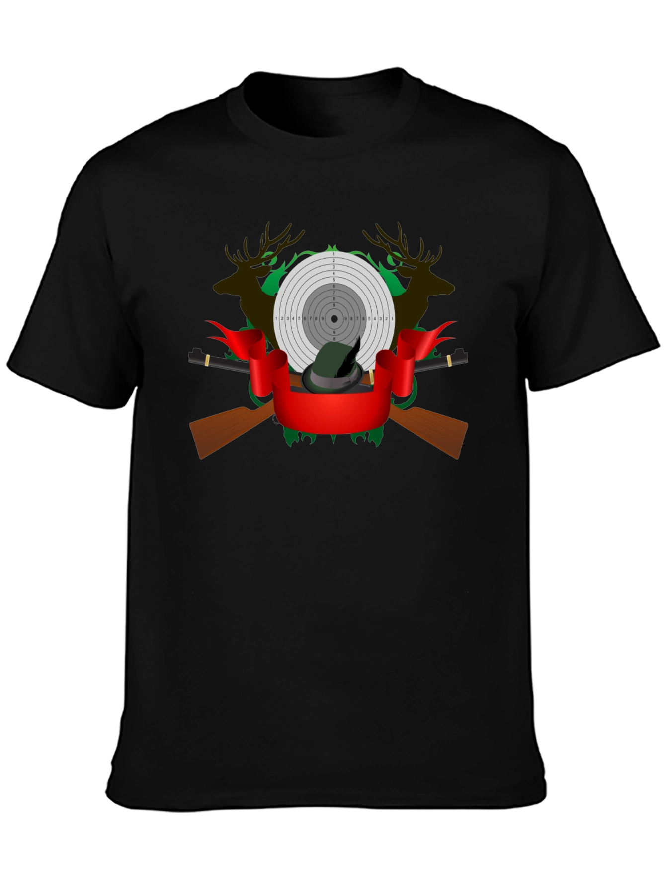 Hunting Graphic Tee - Deer Target and Rifle Design