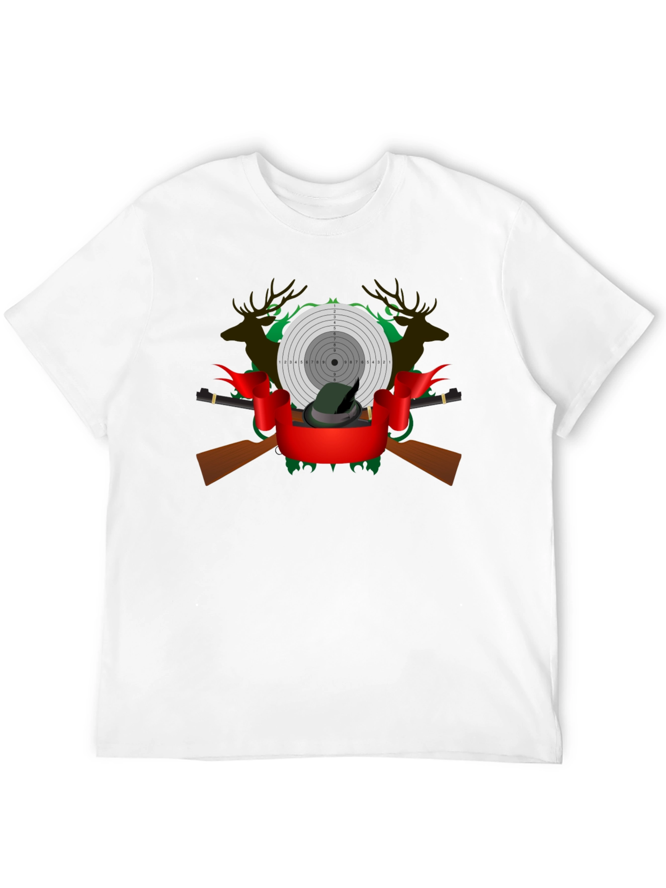 Hunting Graphic Tee - Deer Target and Rifle Design