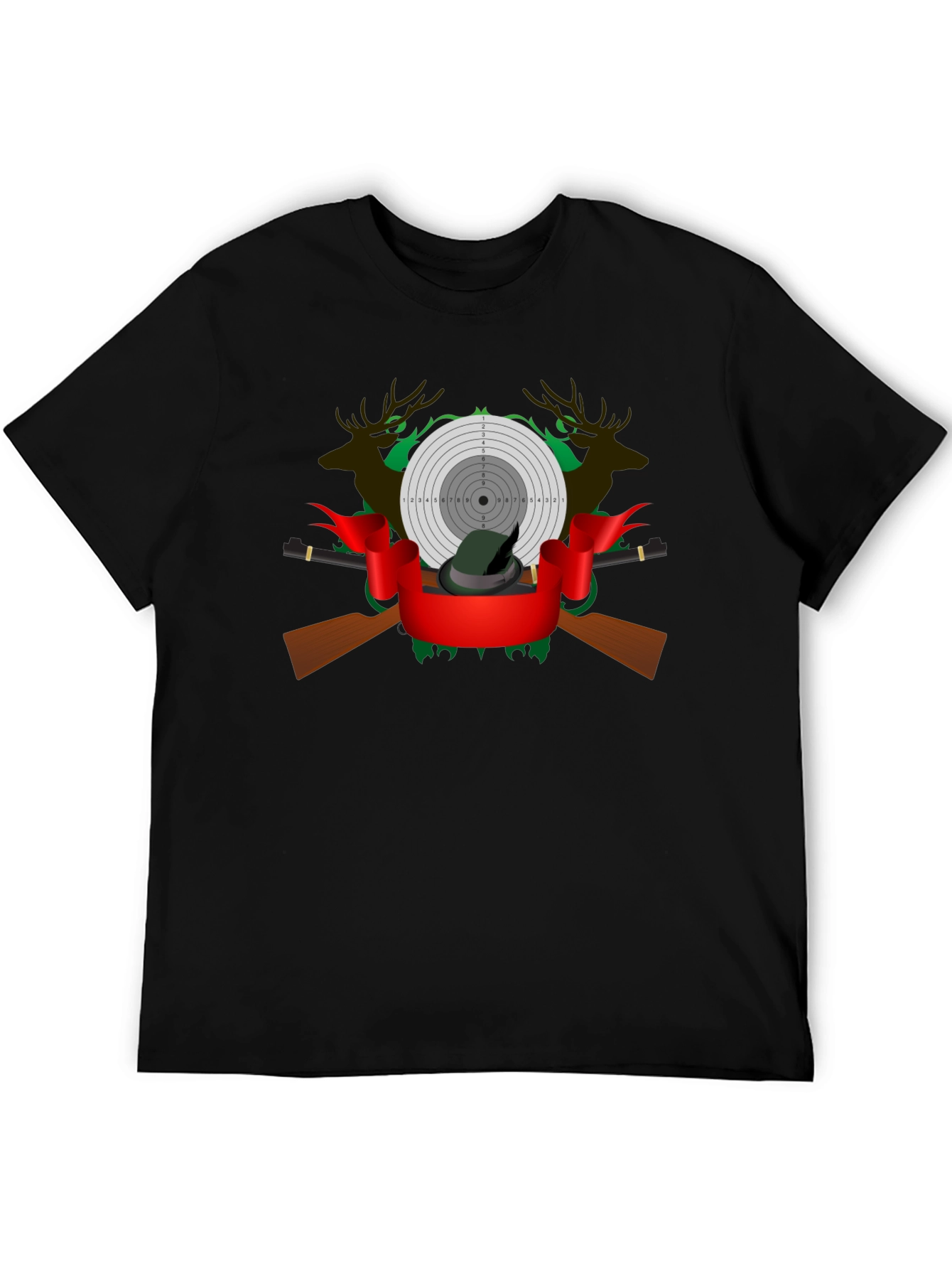 Hunting Graphic Tee - Deer Target and Rifle Design