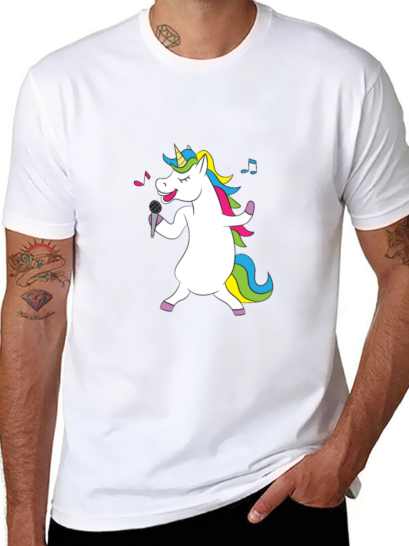 Singing Unicorn Black T-Shirt