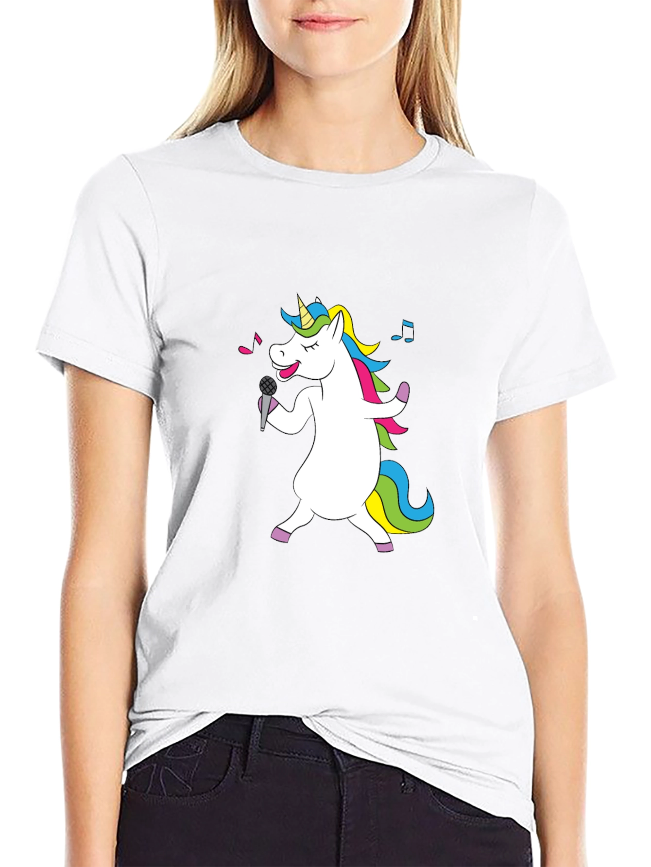 Singing Unicorn Black T-Shirt