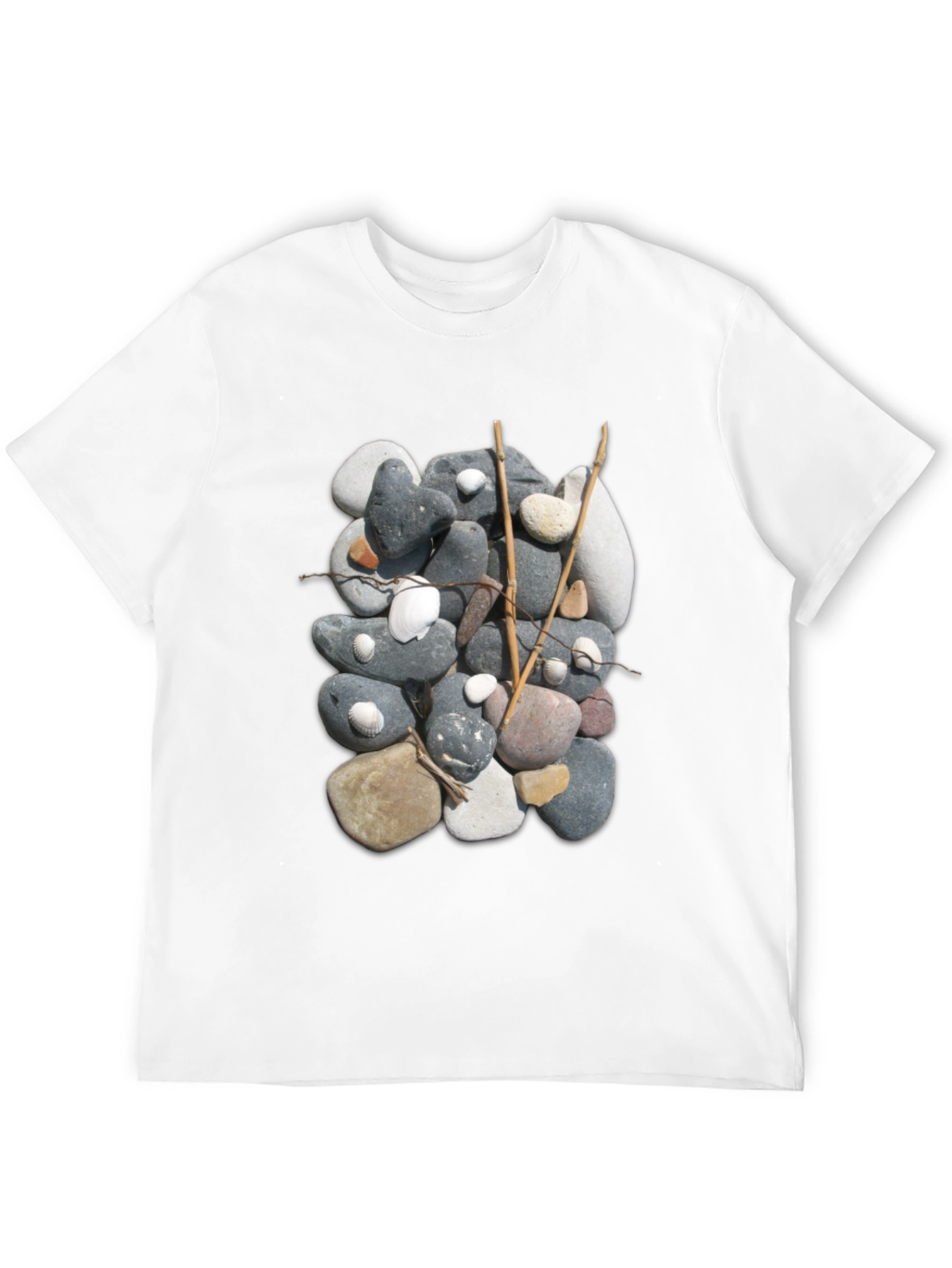 Stone and Stick Design Black T-Shirt