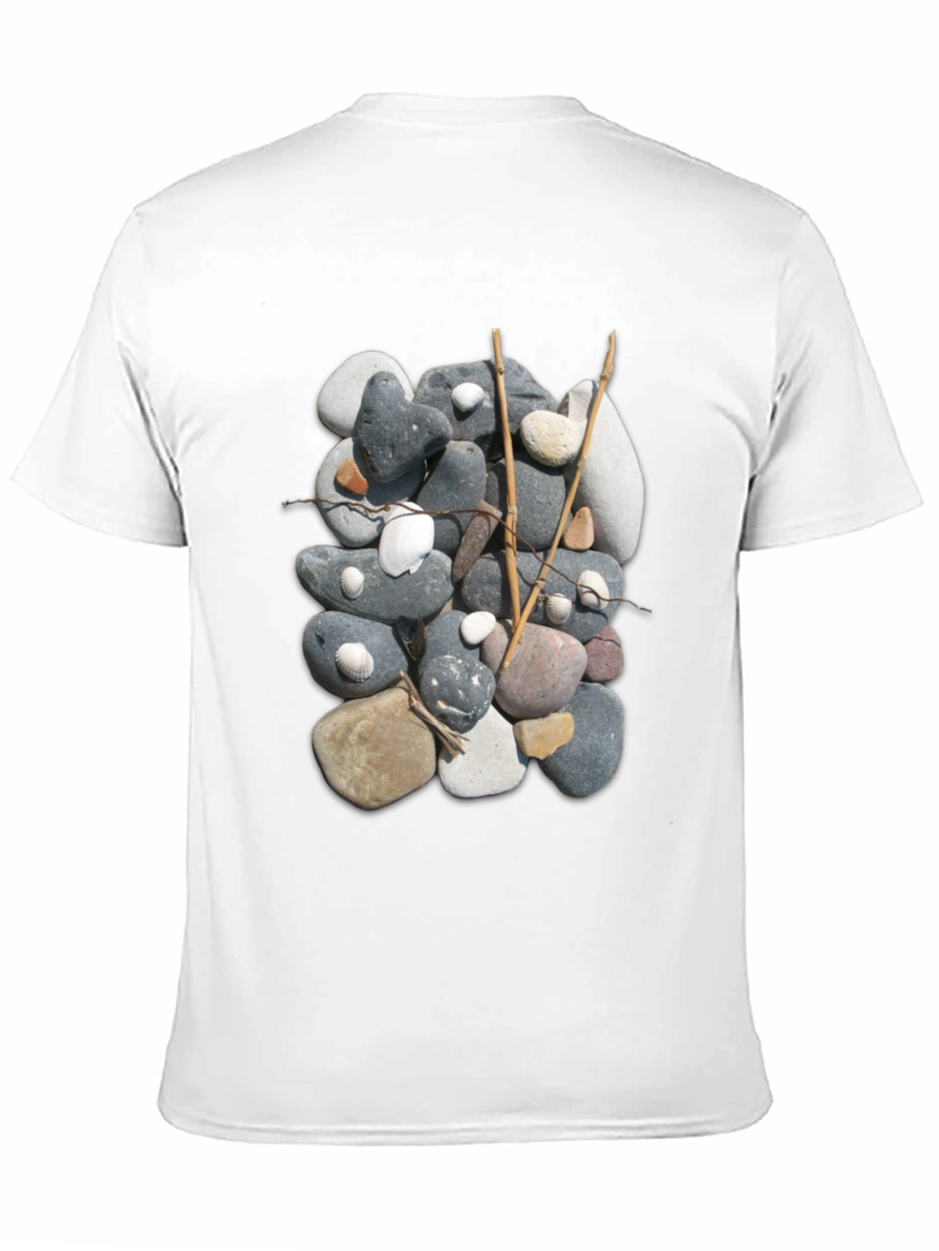Stone and Stick Design Black T-Shirt