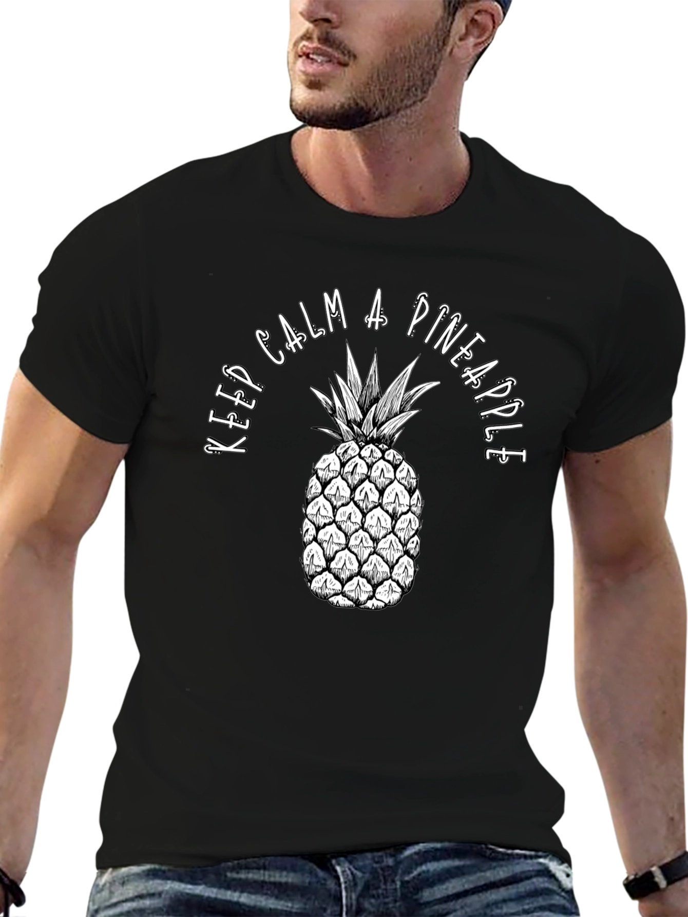 Keep Calm A Pineapple Black T-Shirt