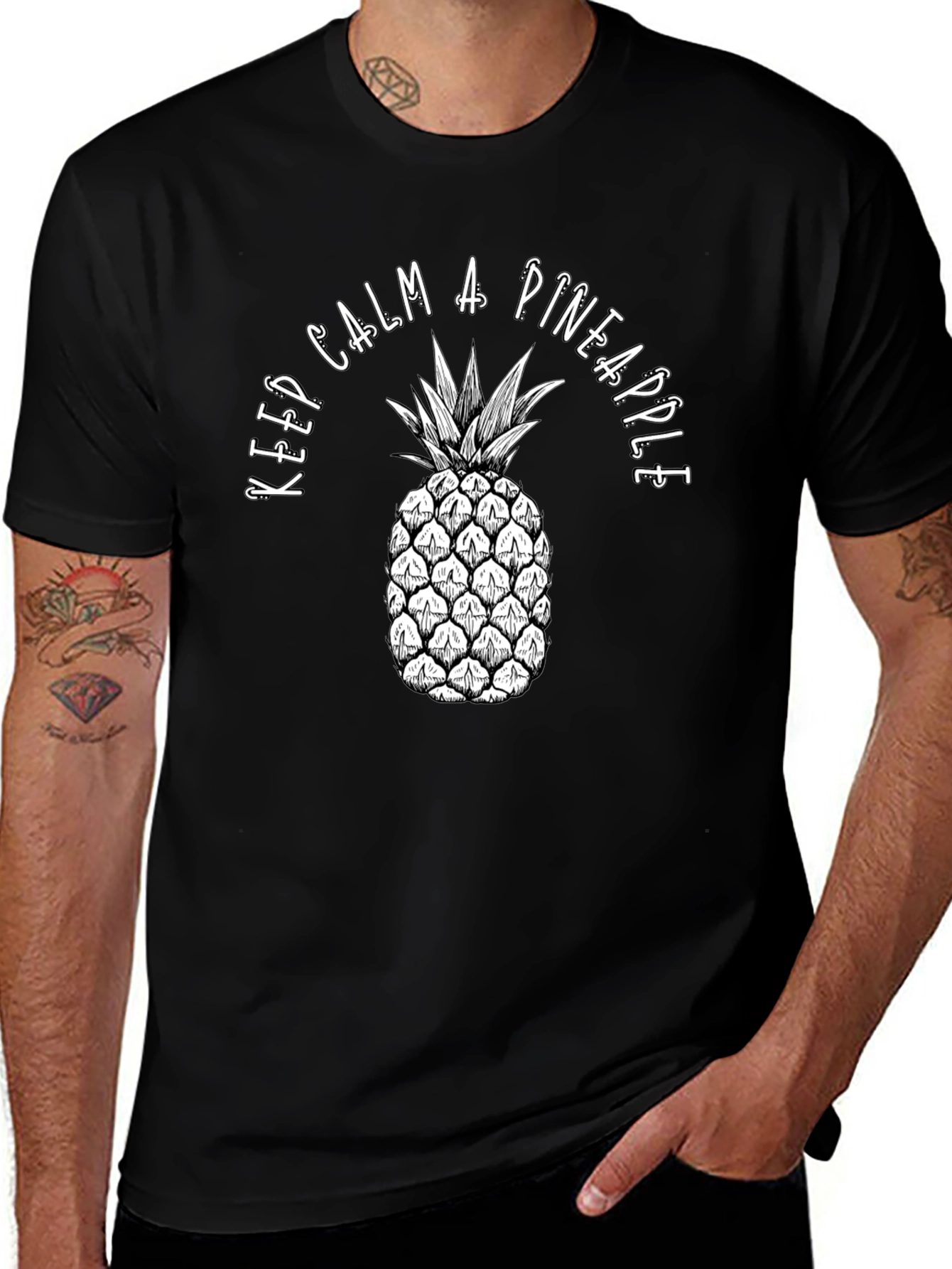 Keep Calm A Pineapple Black T-Shirt