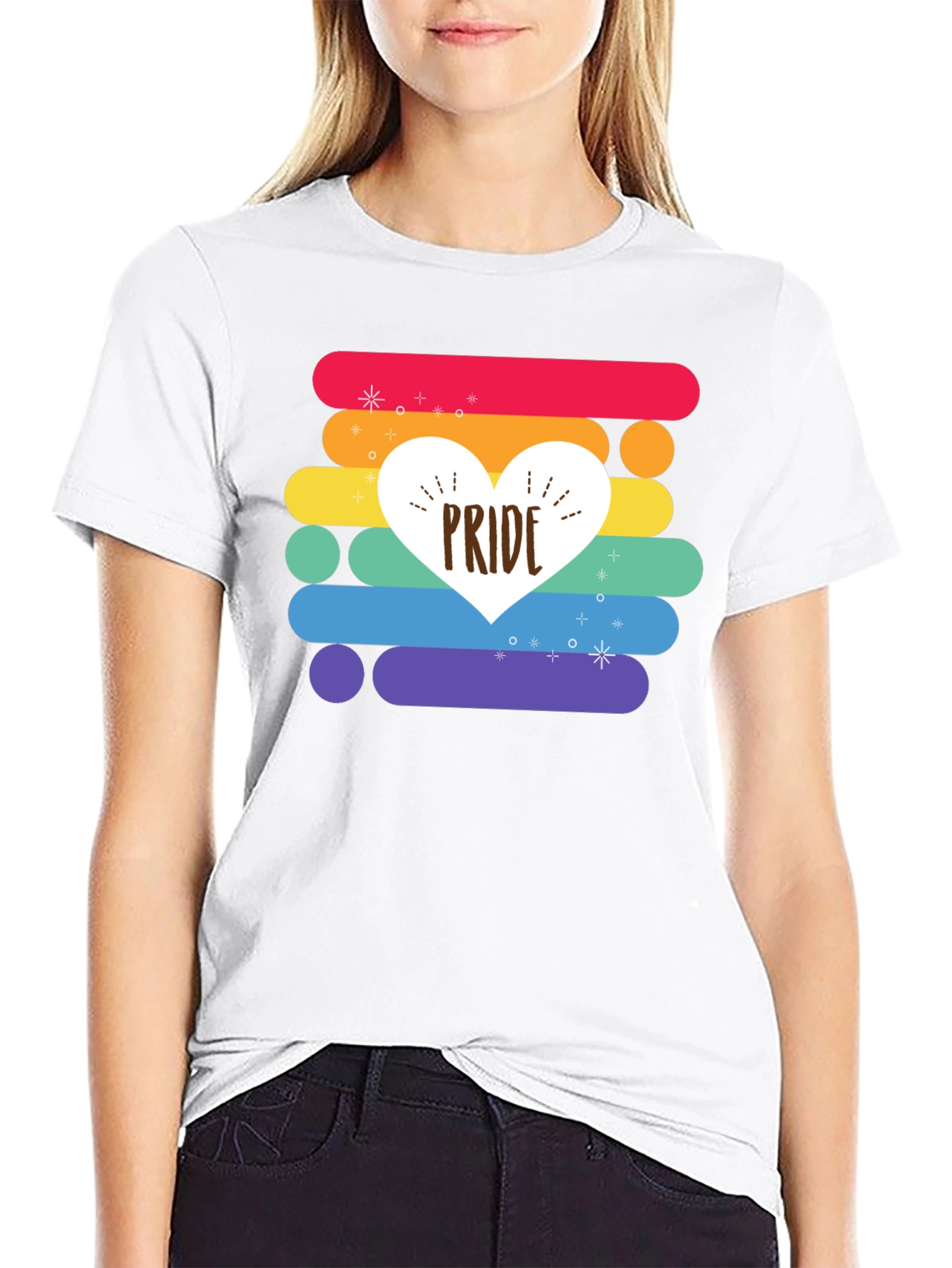 Pride Heart Rainbow Striped T-Shirt