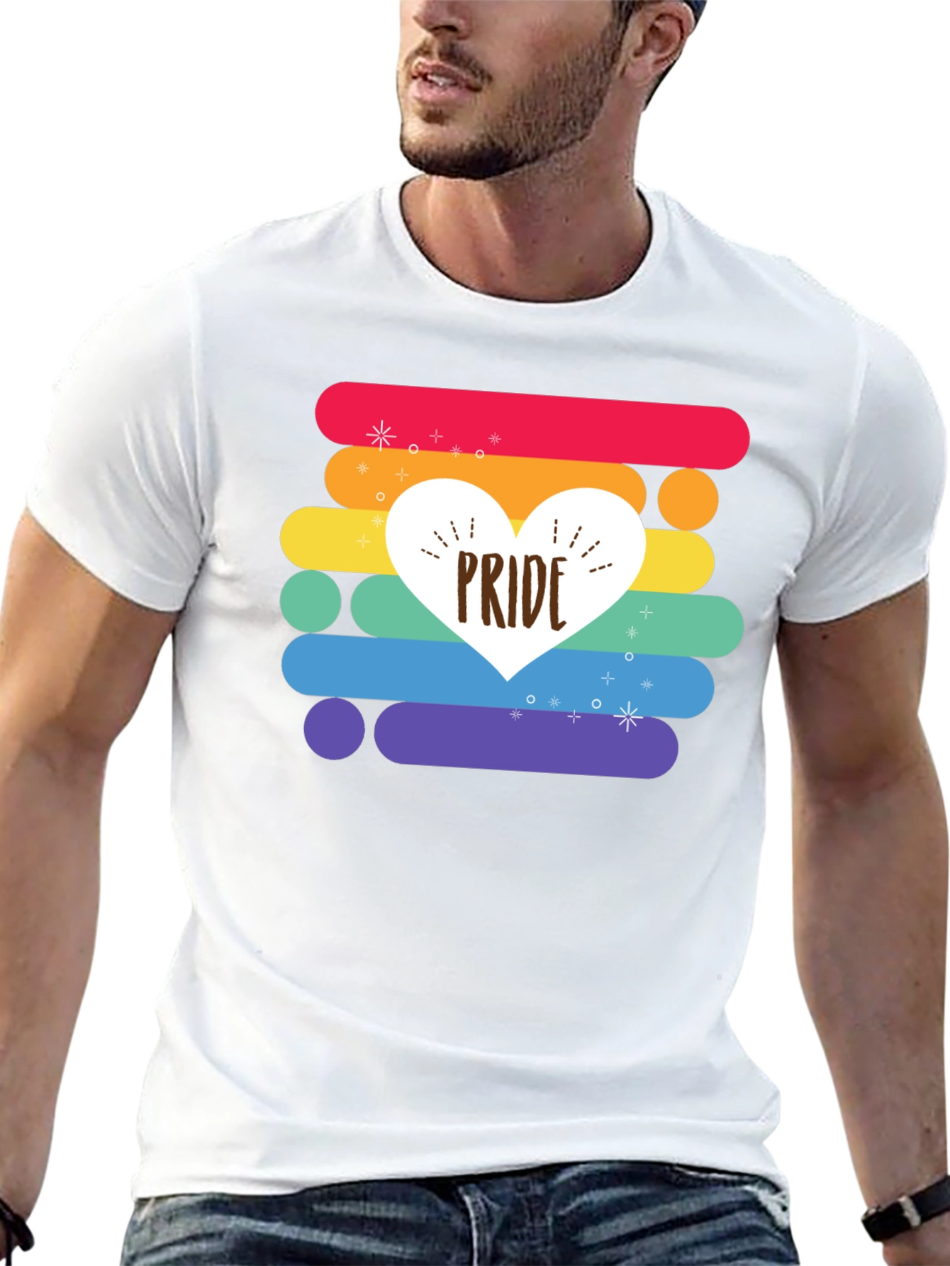 Pride Heart Rainbow Striped T-Shirt