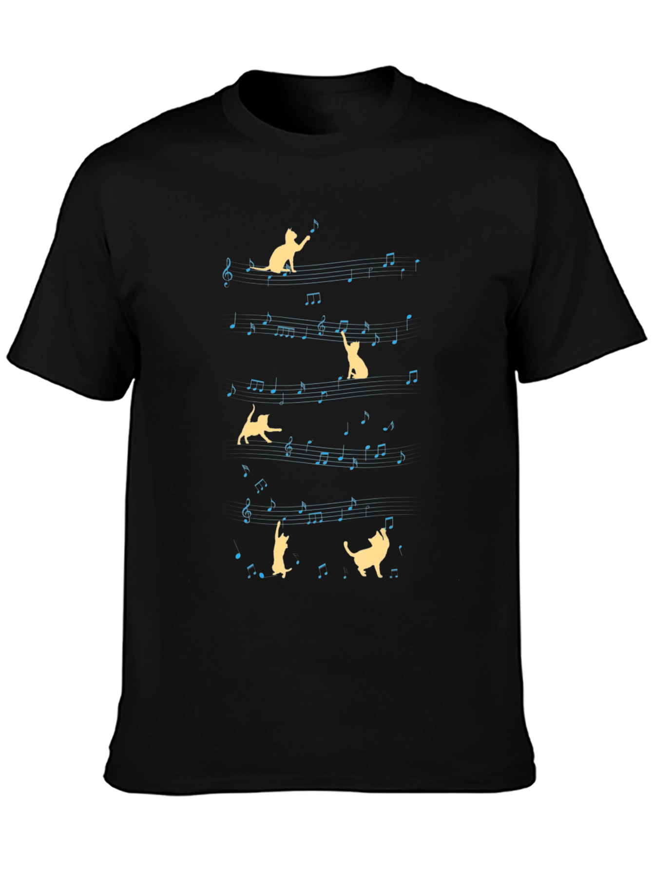 Musical Cat T-Shirt - Mens Black Tee