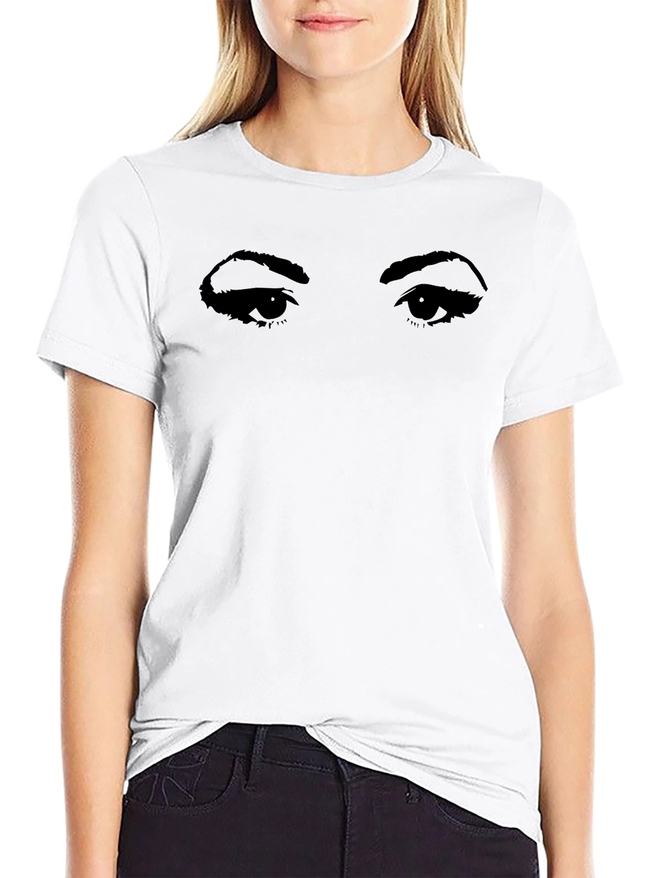 Intriguing Eyes Graphic Tee - Black Cotton