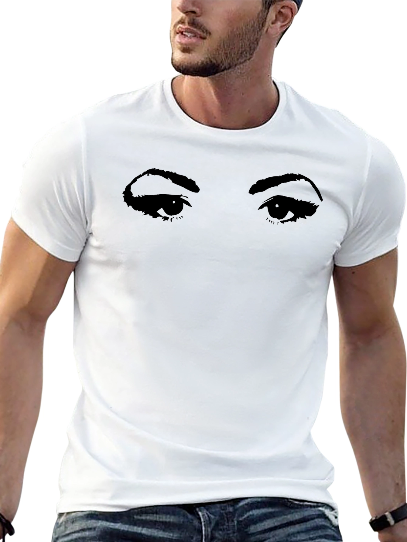 Intriguing Eyes Graphic Tee - Black Cotton