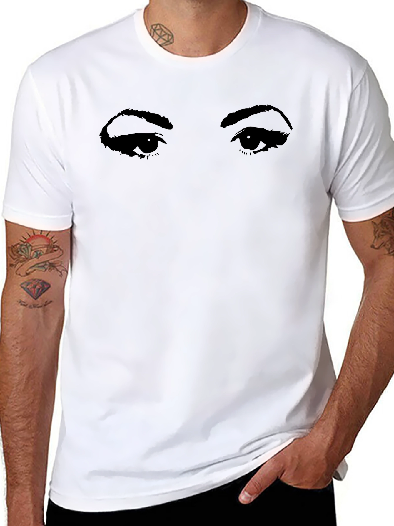Intriguing Eyes Graphic Tee - Black Cotton