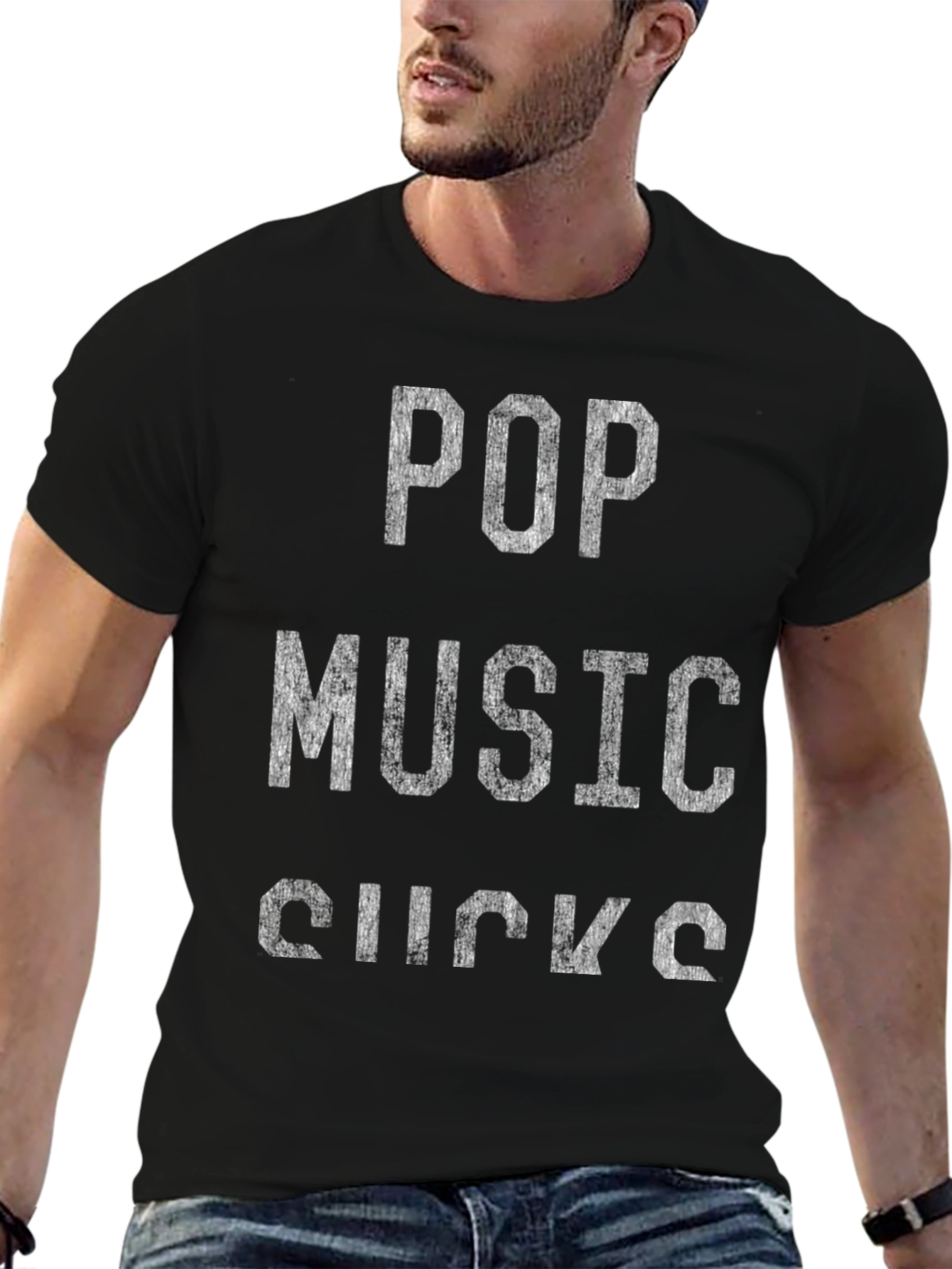 Pop Music Sucks Graphic Tee - Black T-Shirt