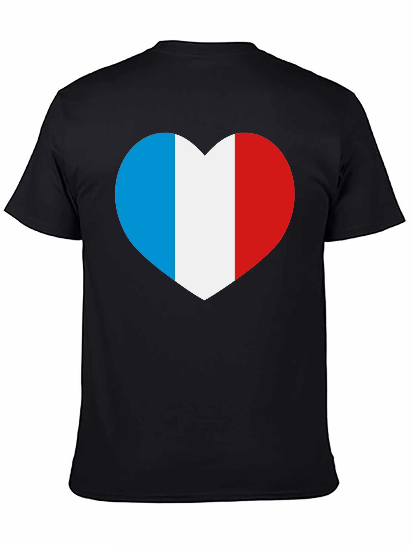 French Flag Heart T-Shirt - Black Cotton Tee