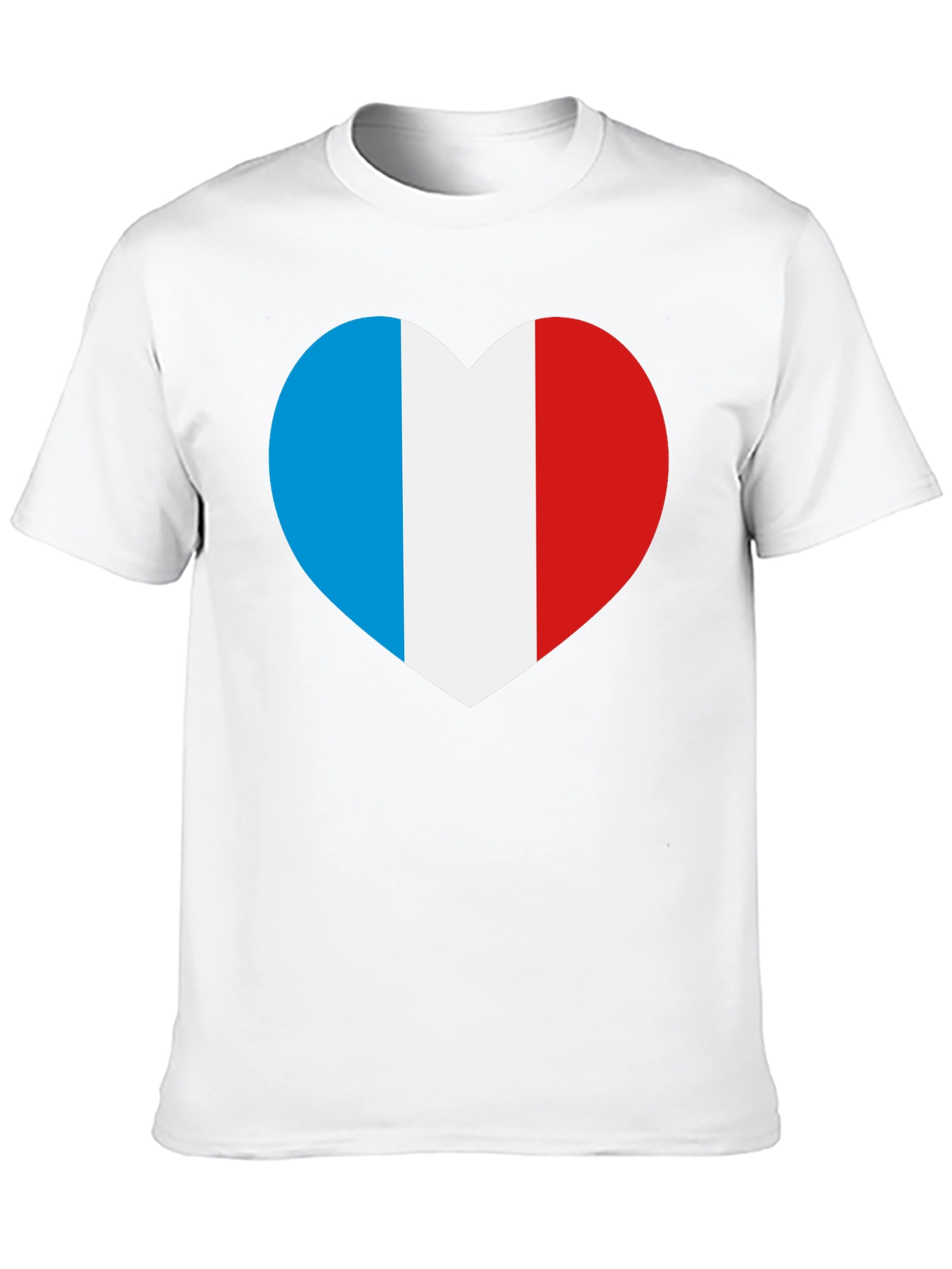 French Flag Heart T-Shirt - Black Cotton Tee