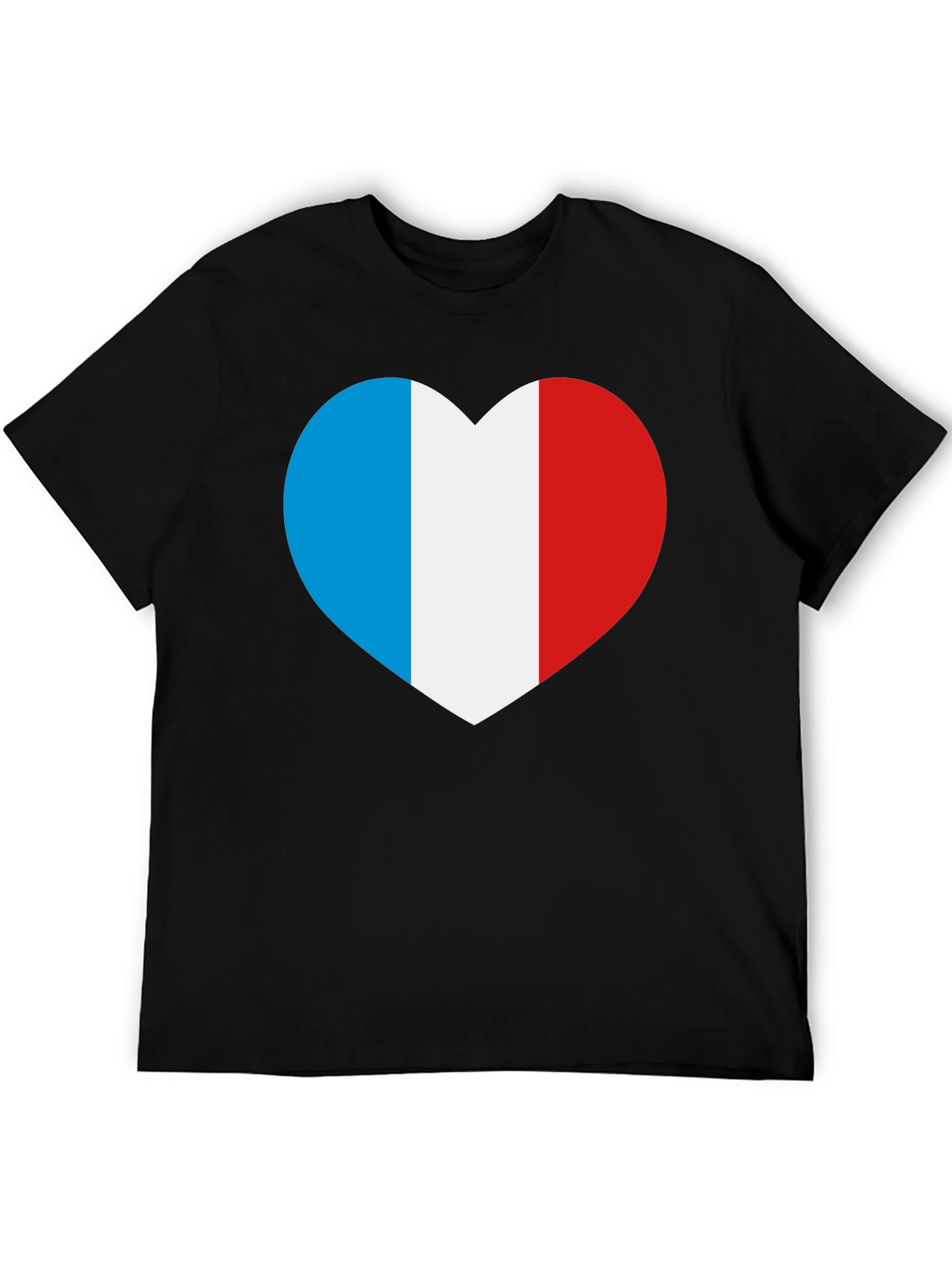 French Flag Heart T-Shirt - Black Cotton Tee
